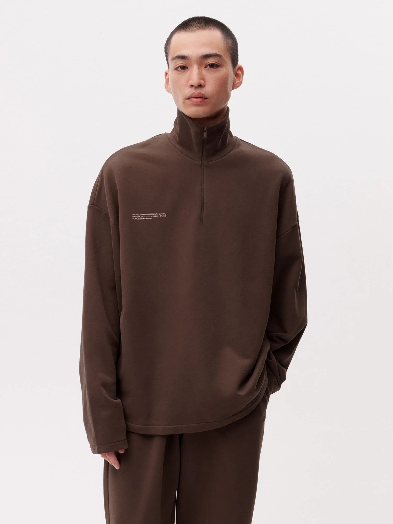 Earth Tones Organic Cotton Half Zip Sweatshirt Chesnut Brown