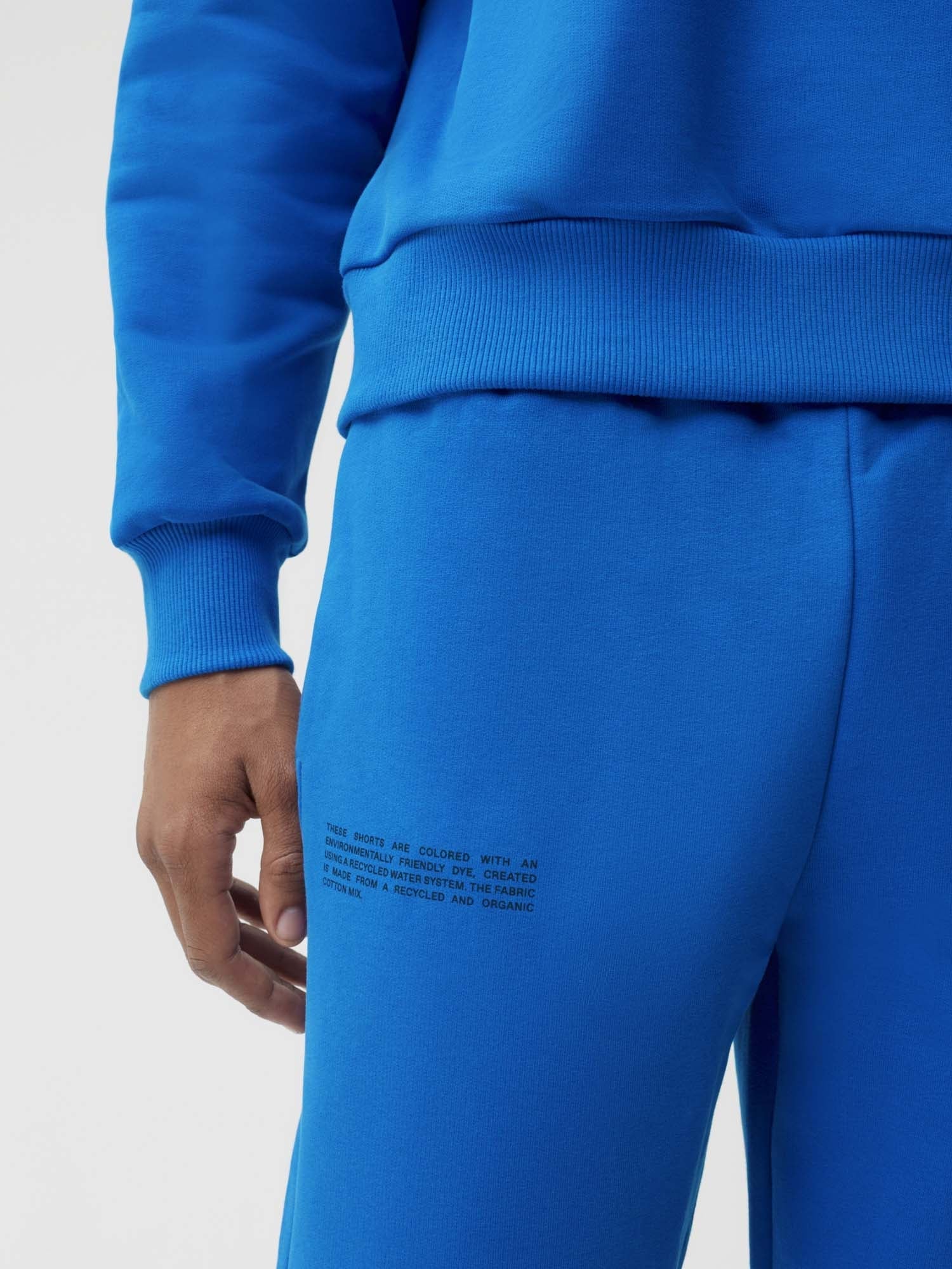 Heavyweight Recycled Cotton Long Shorts Cobalt Blue Male Model