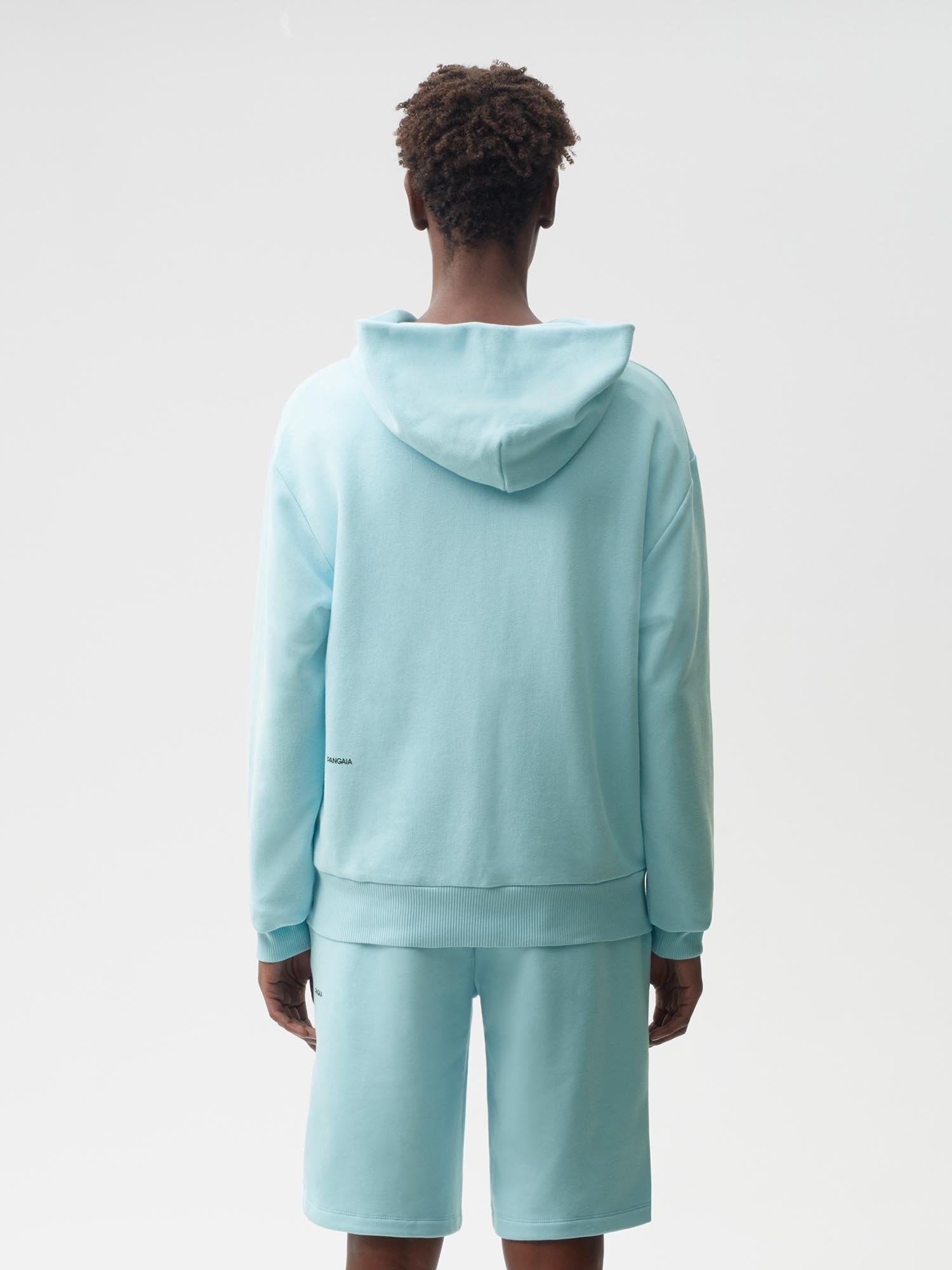 Lightweight Recycled Cotton Zipped Hoodie Celestial Blue Male Model