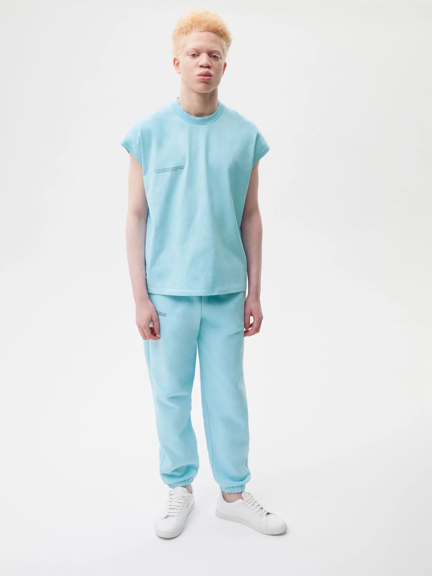 Organic Cotton Cropped Shoulder T Shirt Celestial Blue Male