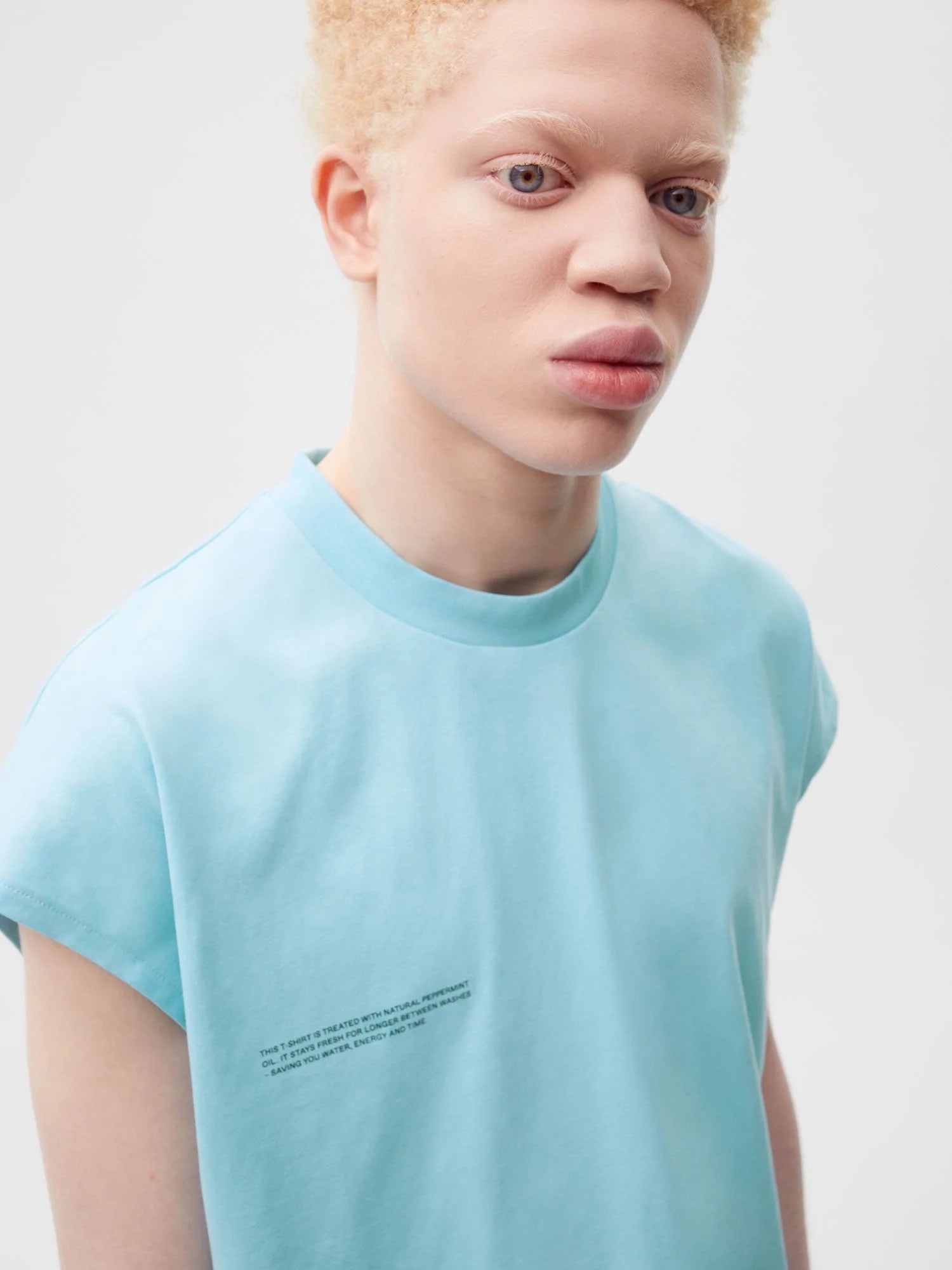 Organic Cotton Cropped Shoulder T Shirt Celestial Blue Male