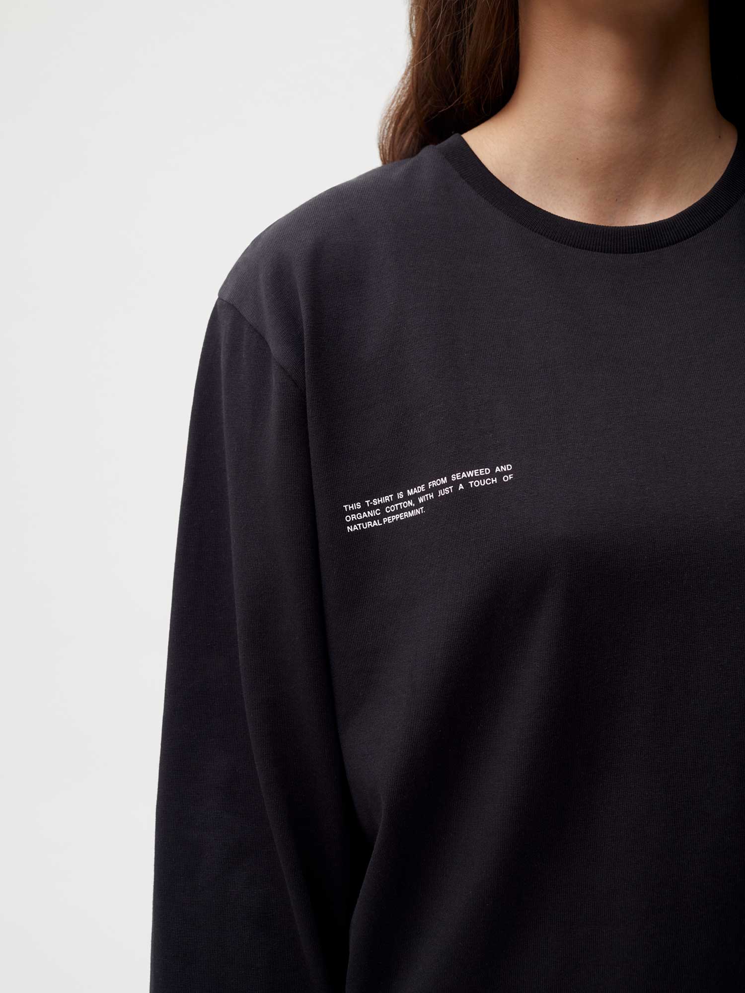 Organic Cotton Long Sleeve T Shirt Black Female