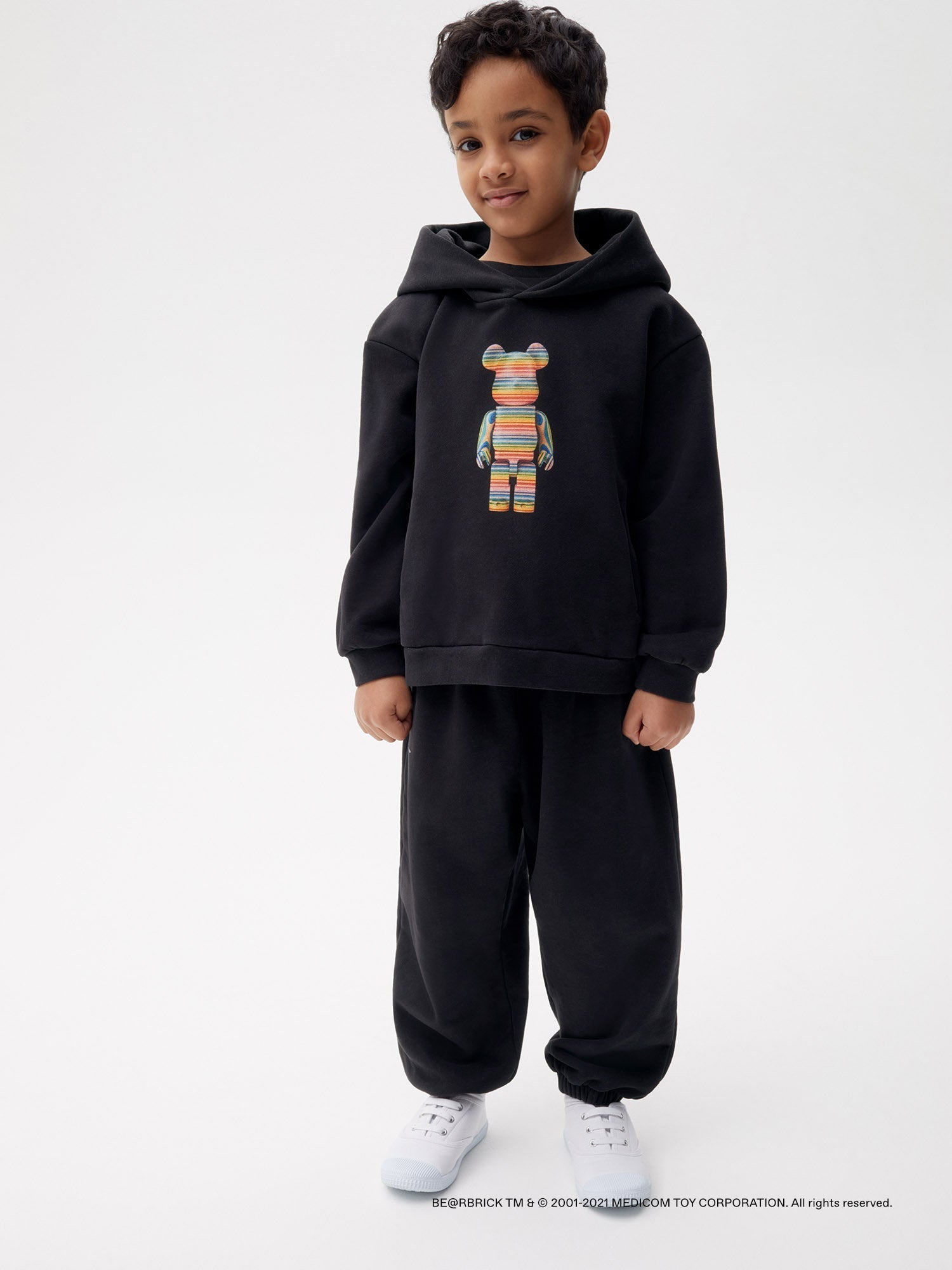 Pangaia Haroshi Bearbrick Heavyweight Organic Cotton Hoodie Black Kids