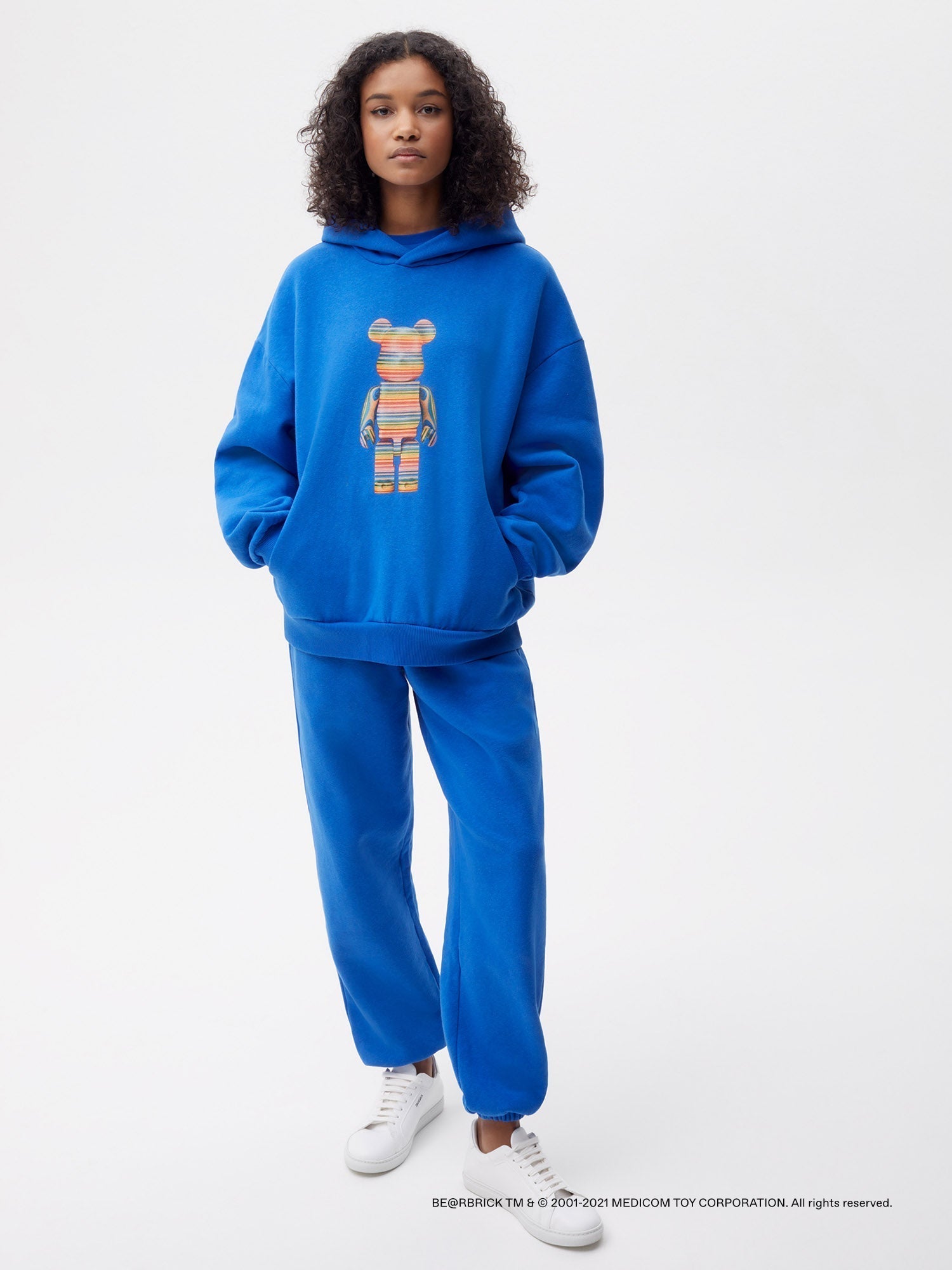 Pangaia Haroshi Bearbrick Heavyweight Organic Cotton Hoodie Cobalt Blue Female