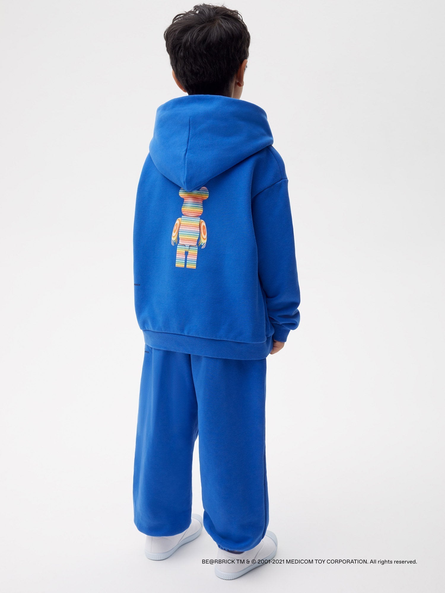 Pangaia Haroshi Bearbrick Heavyweight Organic Cotton Hoodie Cobalt Blue Kids
