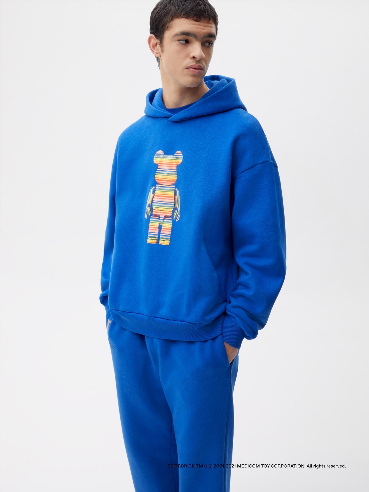Pangaia Haroshi Bearbrick Heavyweight Organic Cotton Hoodie Cobalt Blue Male