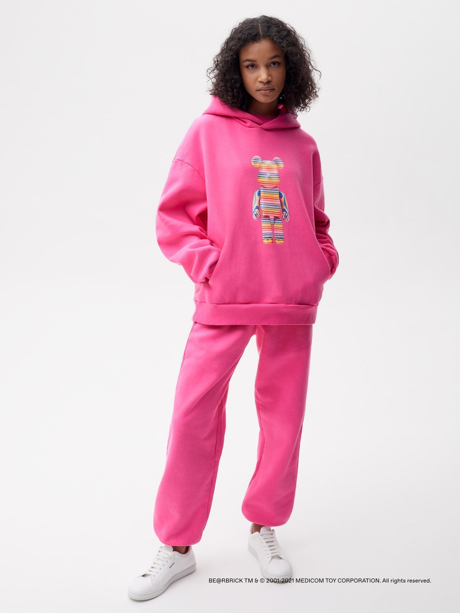 Pangaia Haroshi Bearbrick Heavyweight Organic Cotton Hoodie Flamingo Pink Female