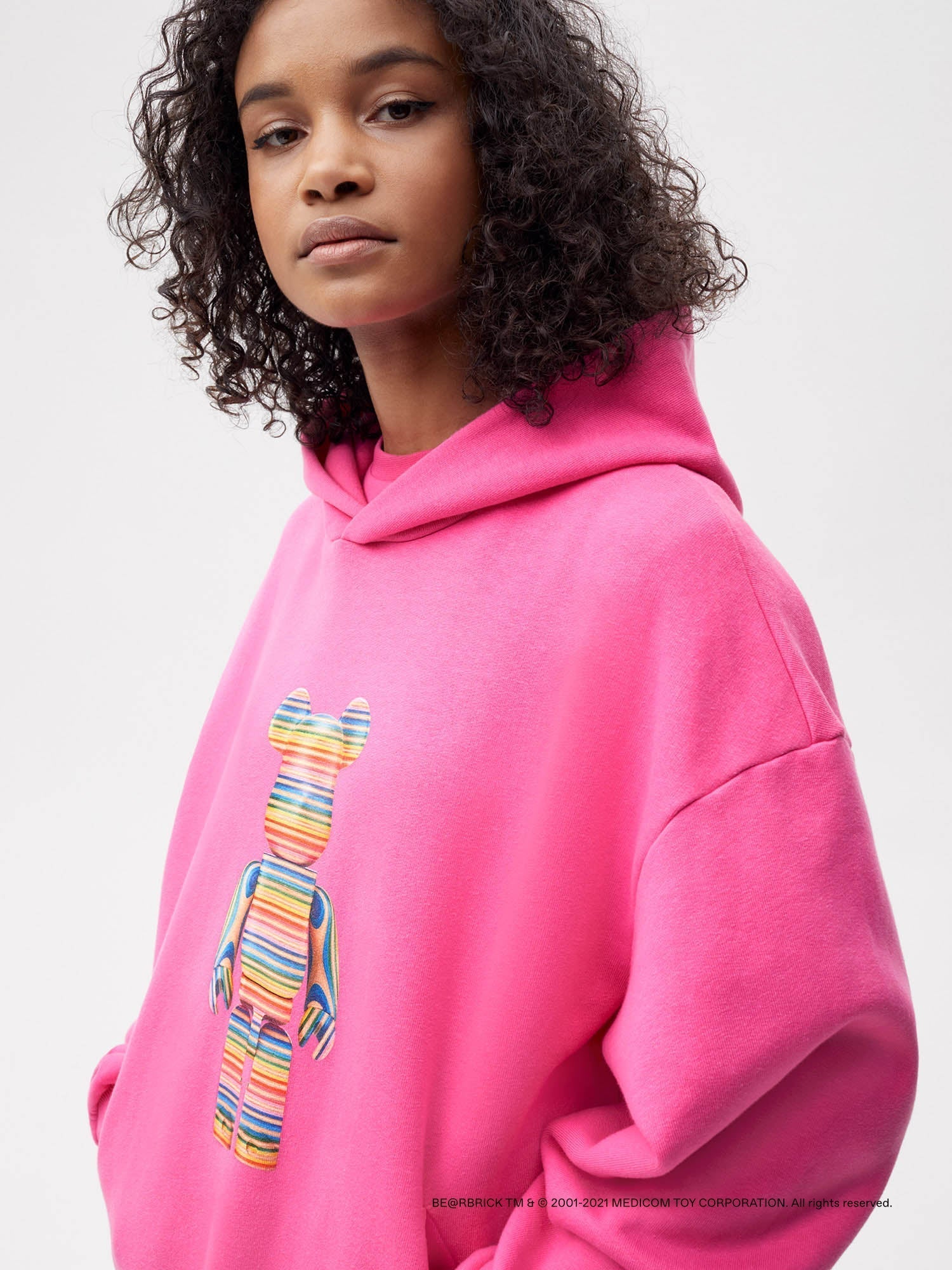 Pangaia Haroshi Bearbrick Heavyweight Organic Cotton Hoodie Flamingo Pink Female
