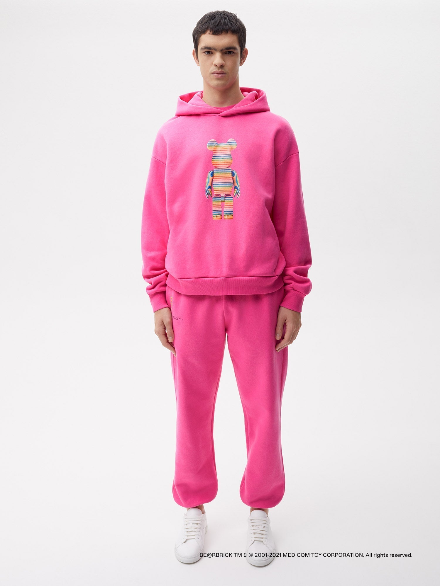 Pangaia Haroshi Bearbrick Heavyweight Organic Cotton Hoodie Flamingo Pink Male