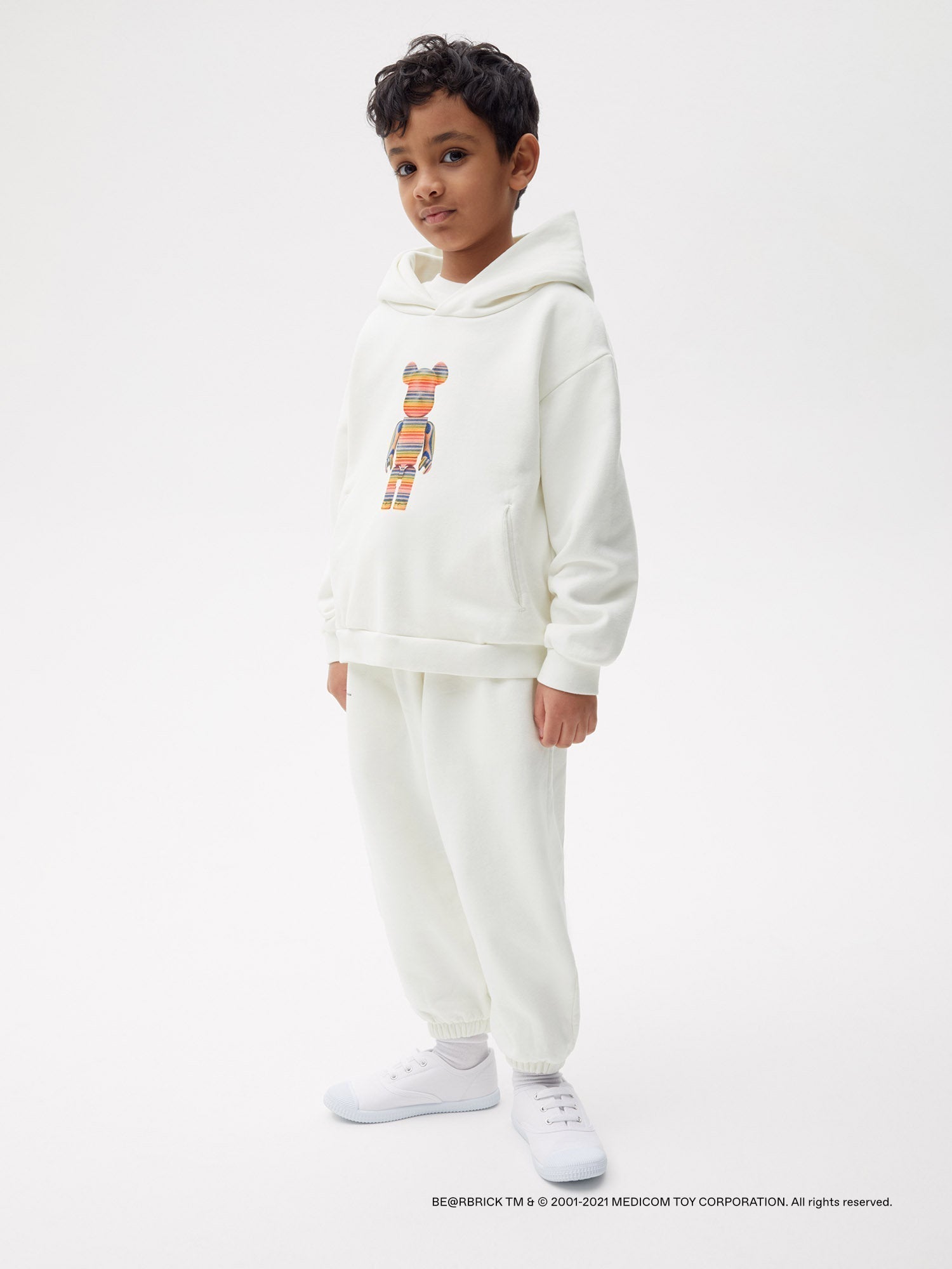 Pangaia Haroshi Bearbrick Heavyweight Organic Cotton Hoodie Off White Kids