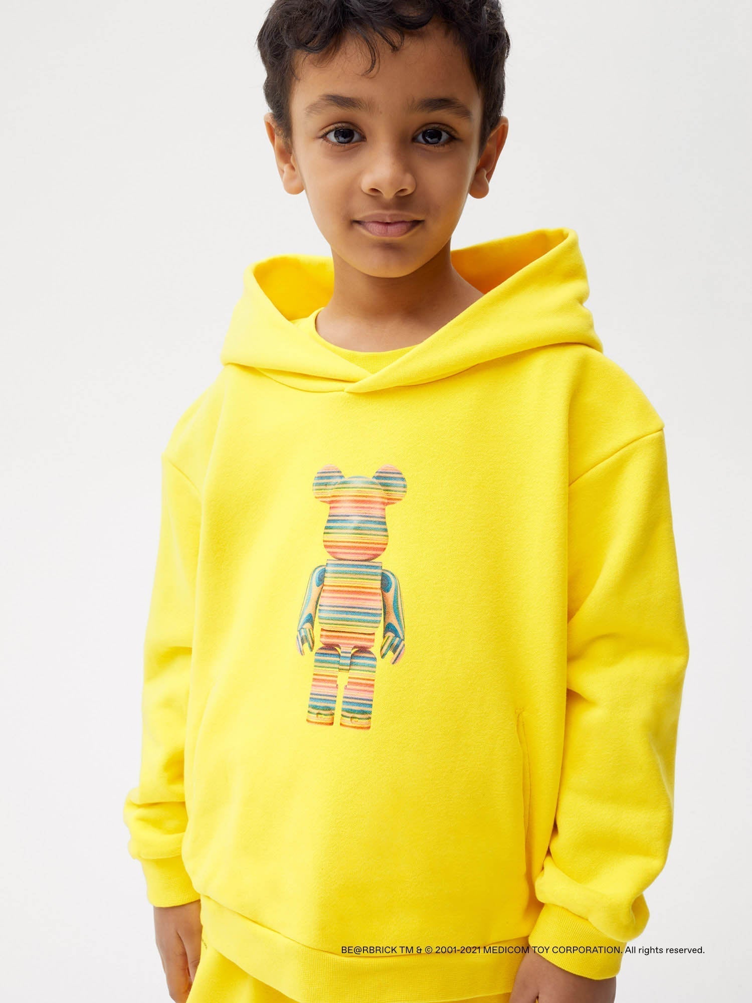 Pangaia Haroshi Bearbrick Heavyweight Organic Cotton Hoodie Saffron Yellow Kids