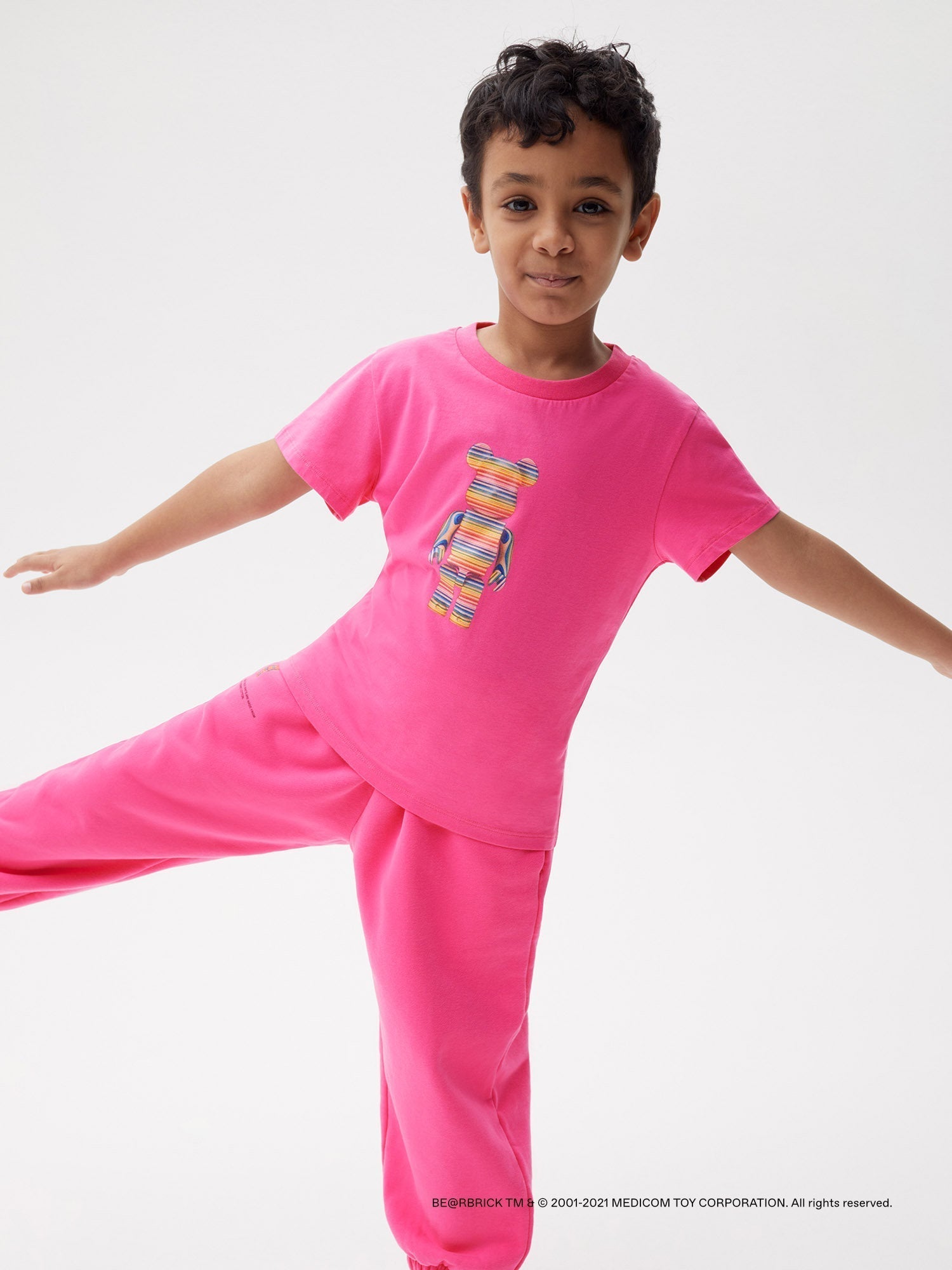 Pangaia Haroshi Bearbrick Organic Cotton T Shirt Flamingo Pink Kids