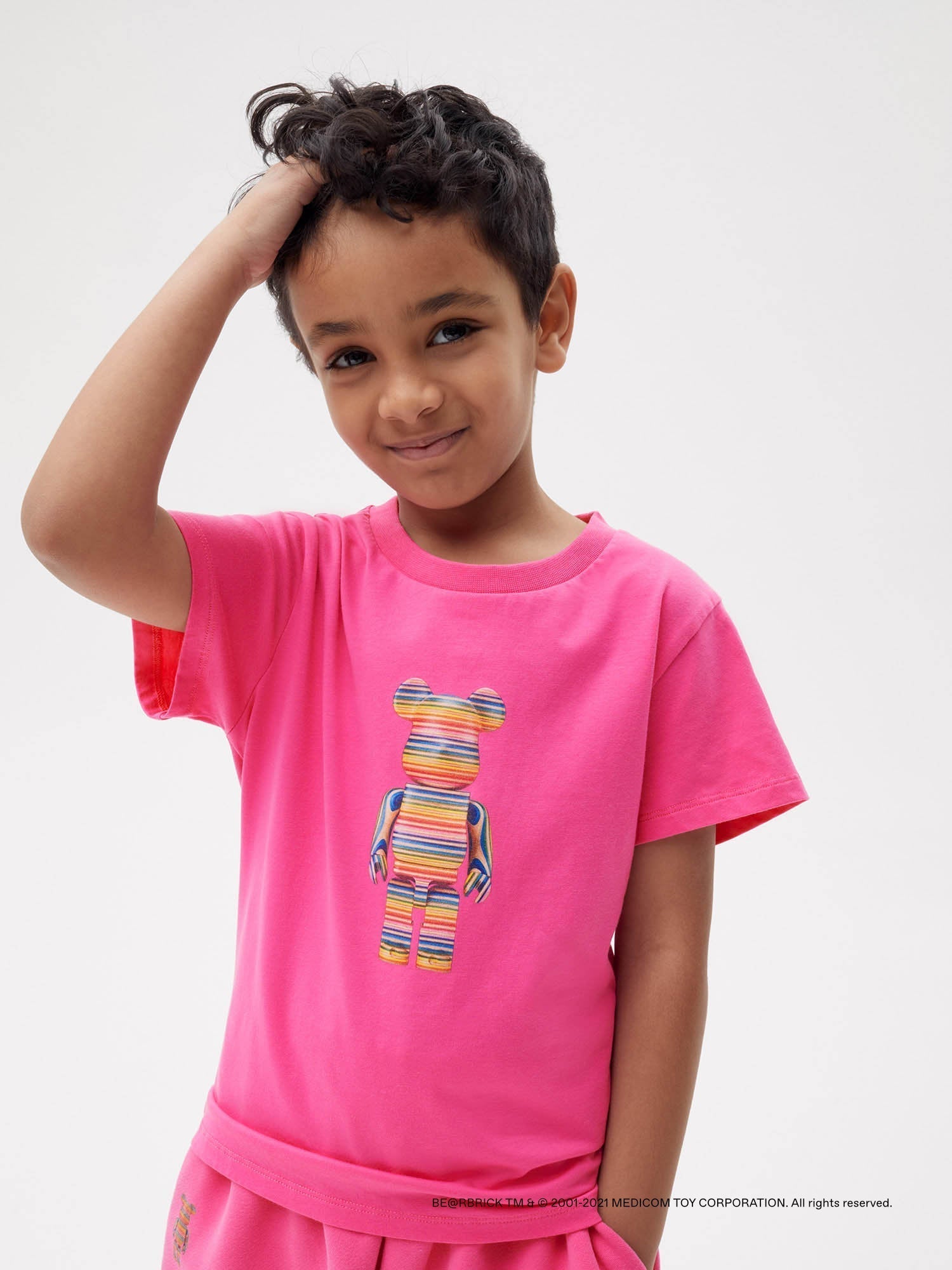 Pangaia Haroshi Bearbrick Organic Cotton T Shirt Flamingo Pink Kids