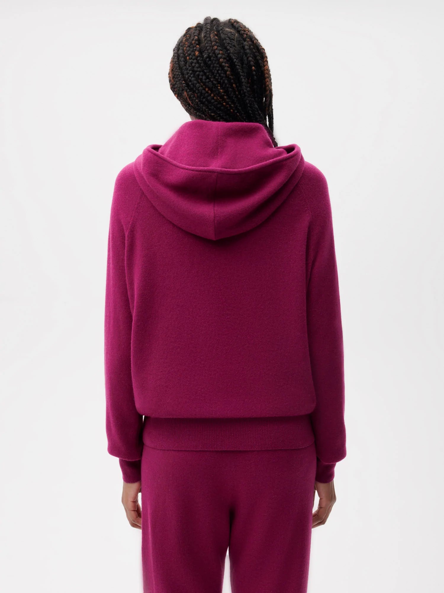 Recycled Cashmere Hoodie—plum purple female