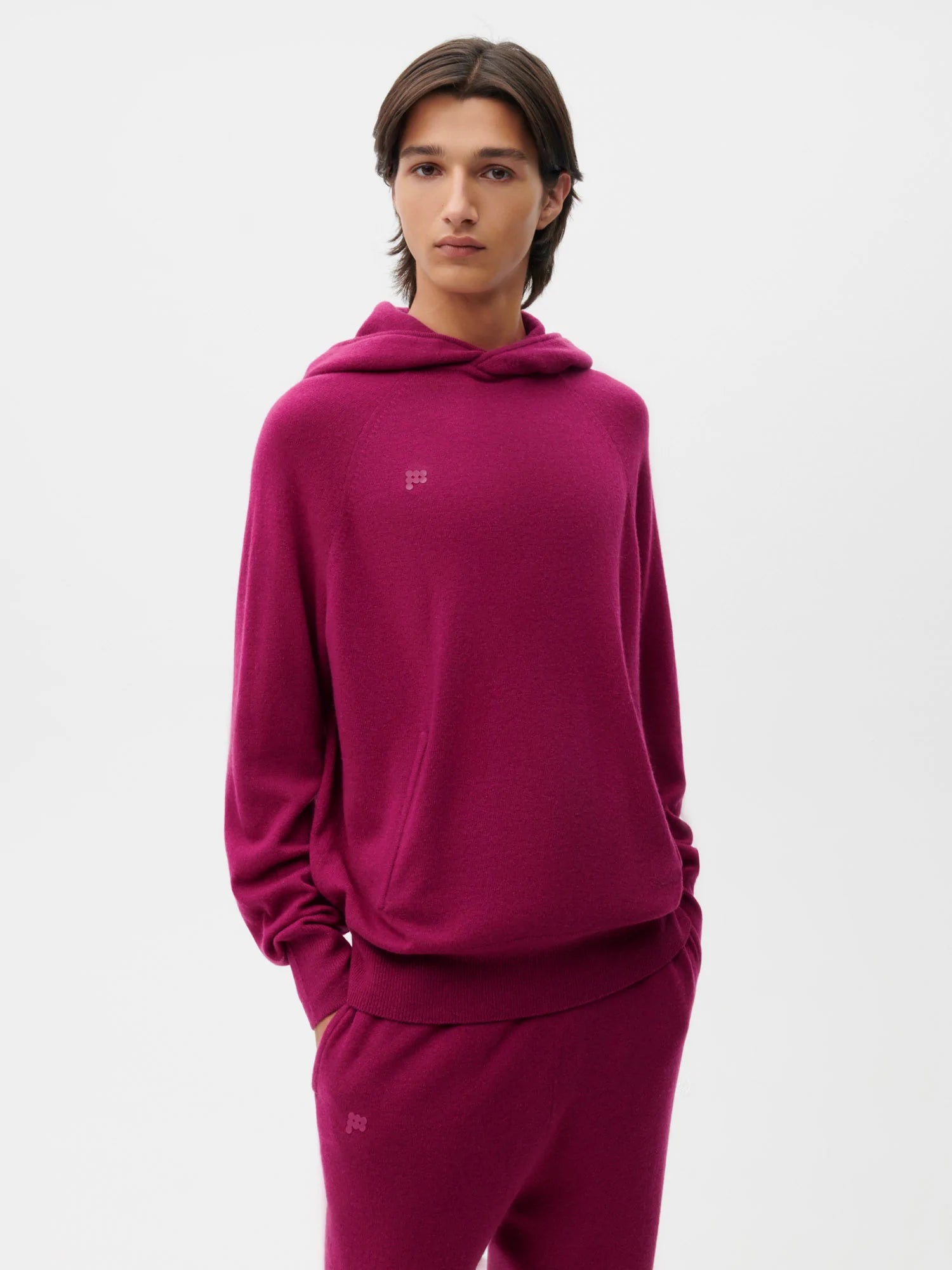 Recycled Cashmere Hoodie—plum purple male