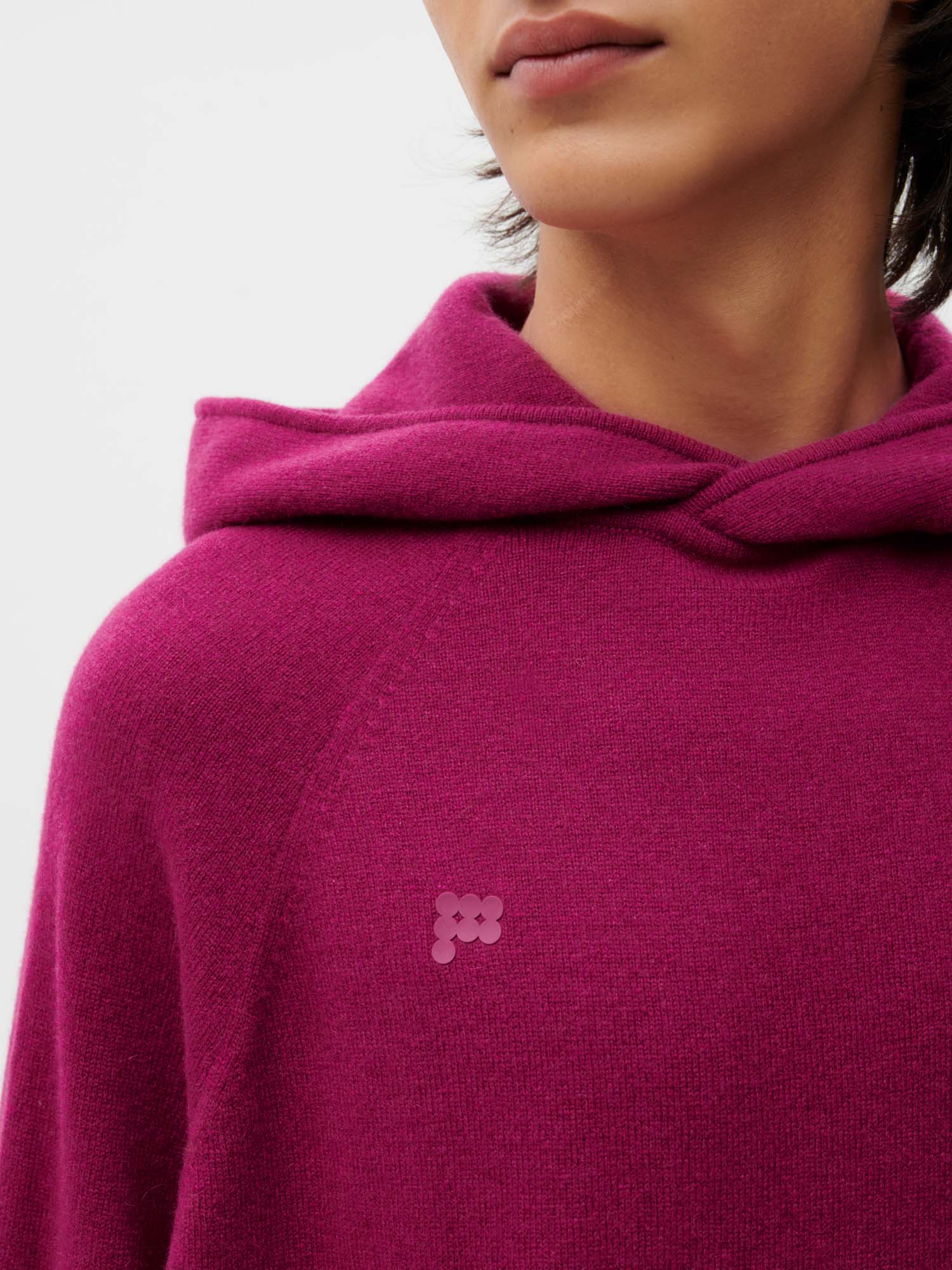Recycled Cashmere Hoodie—plum purple male