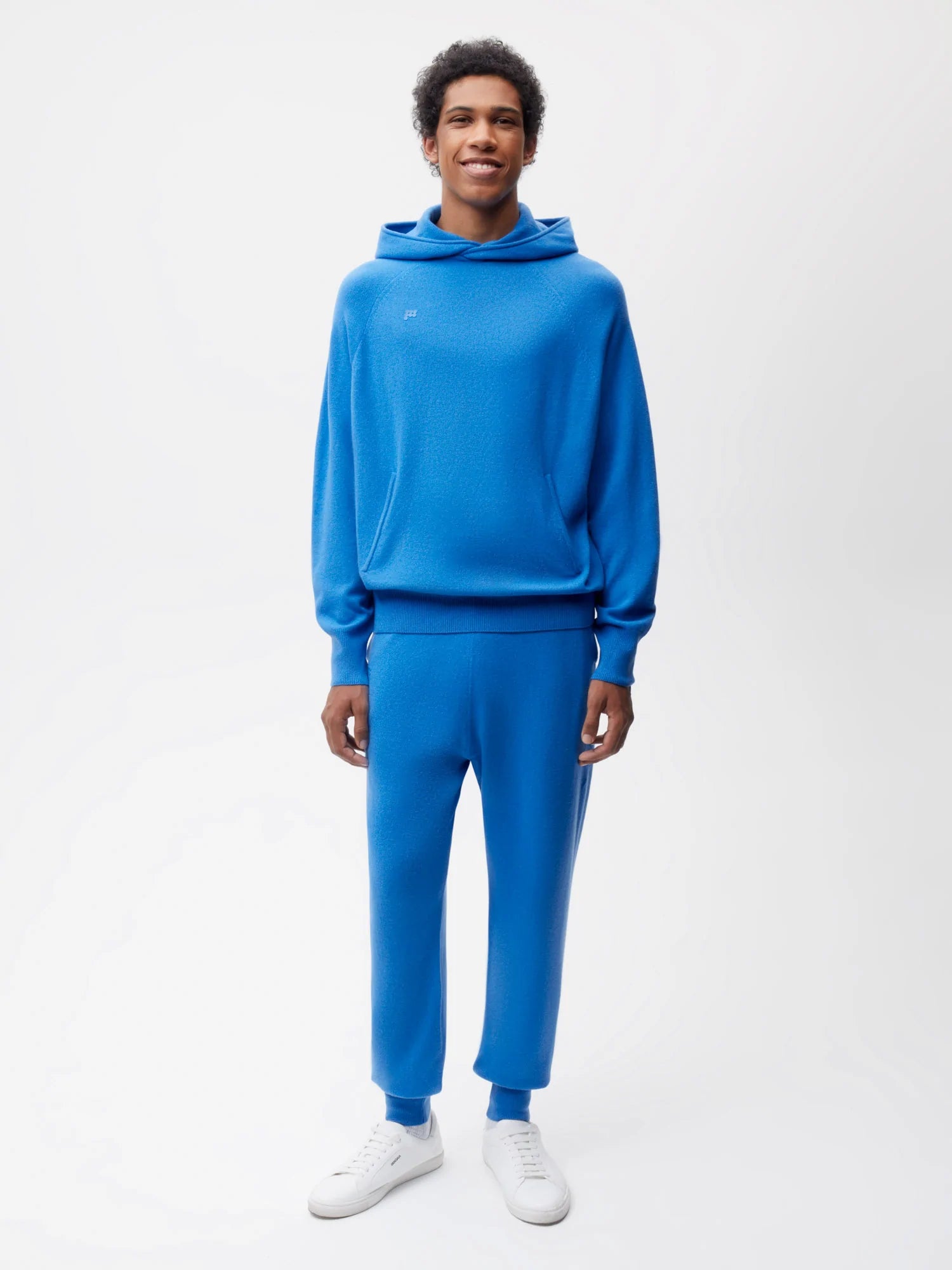 Recycled Cashmere Track Pants—cerulean blue male