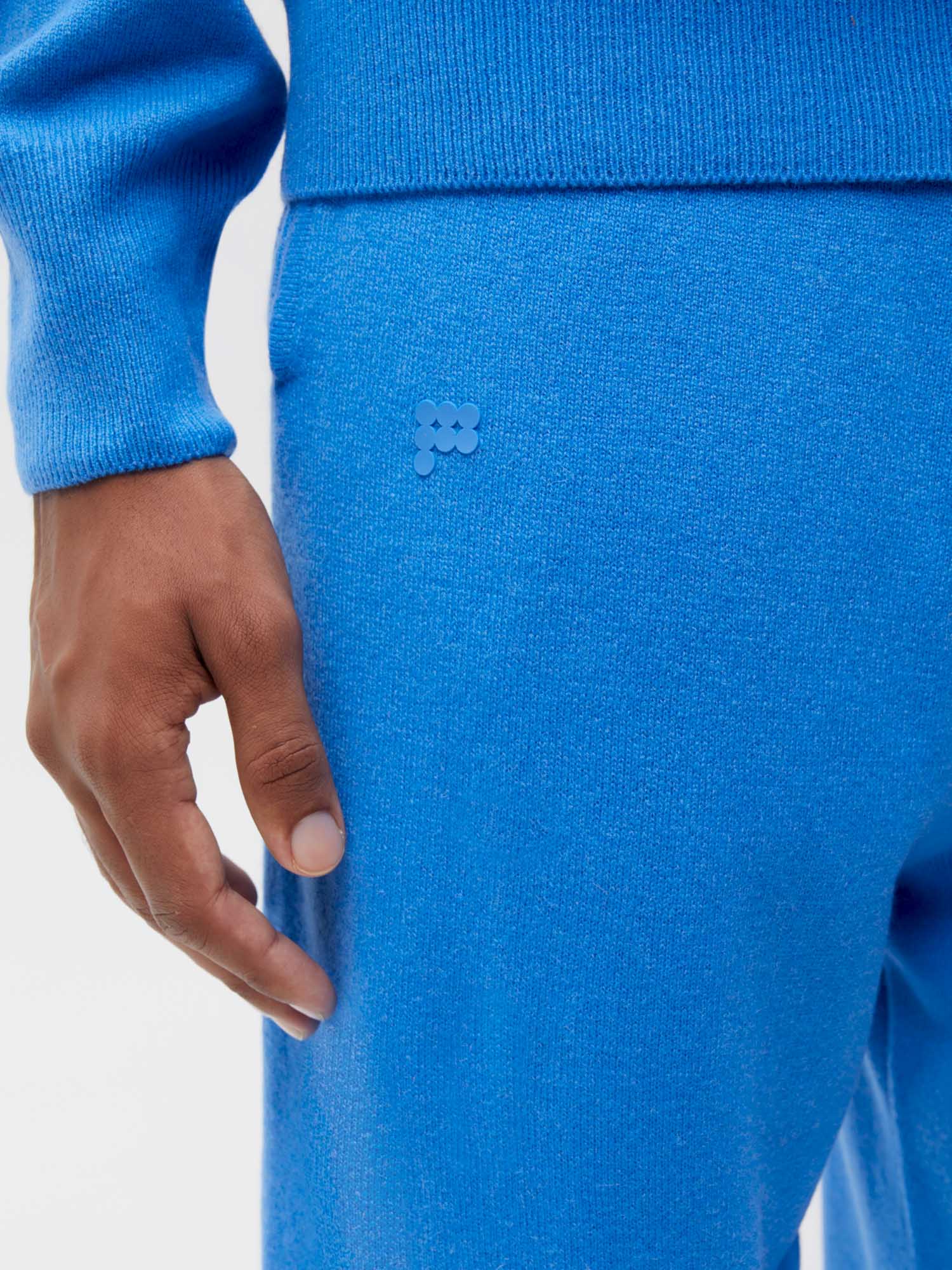 Recycled Cashmere Track Pants—cerulean blue male