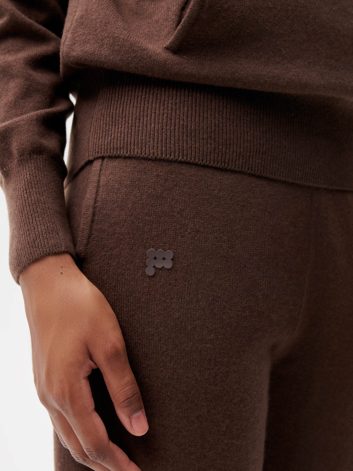 Recycled Cashmere Track Pants—chestnut brown female