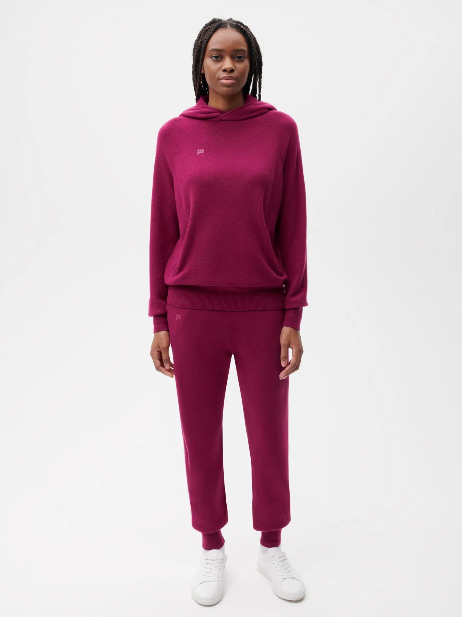 Recycled Cashmere Track Pants—plum purple female