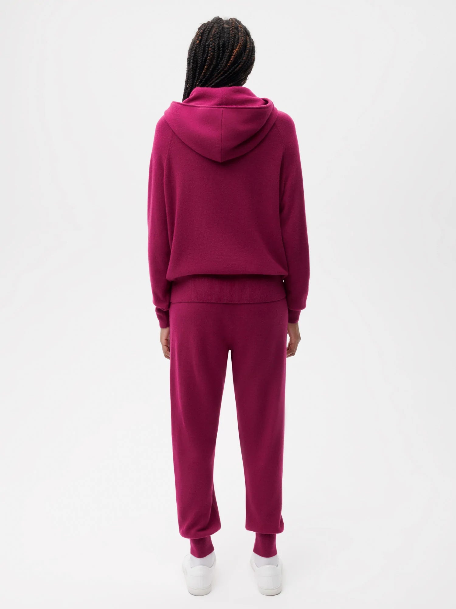 Recycled Cashmere Track Pants—plum purple female