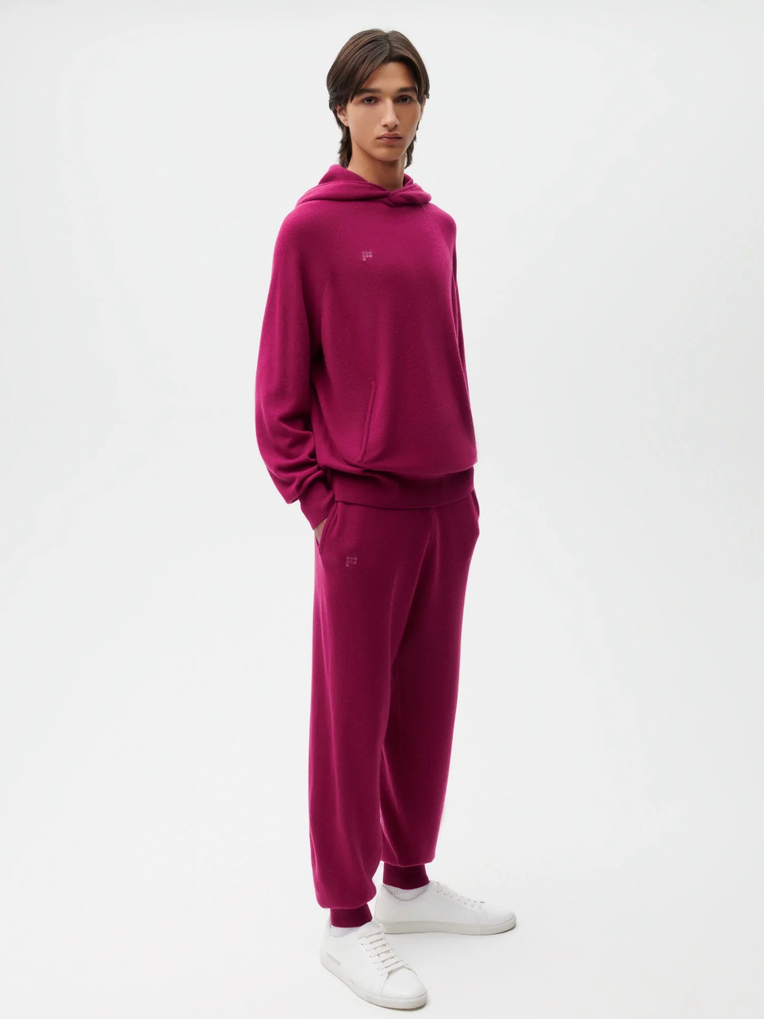 Recycled Cashmere Track Pants—plum purple male