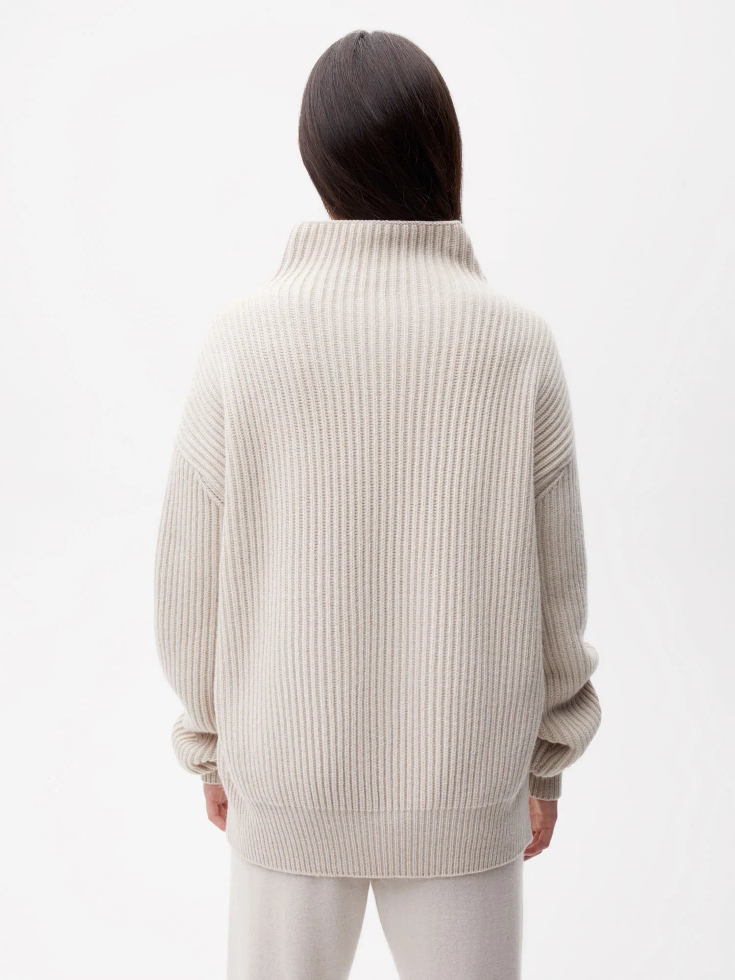 Recycled-Cashmere-Funnel-Neck-Jumper-Oatmeal-Female-2