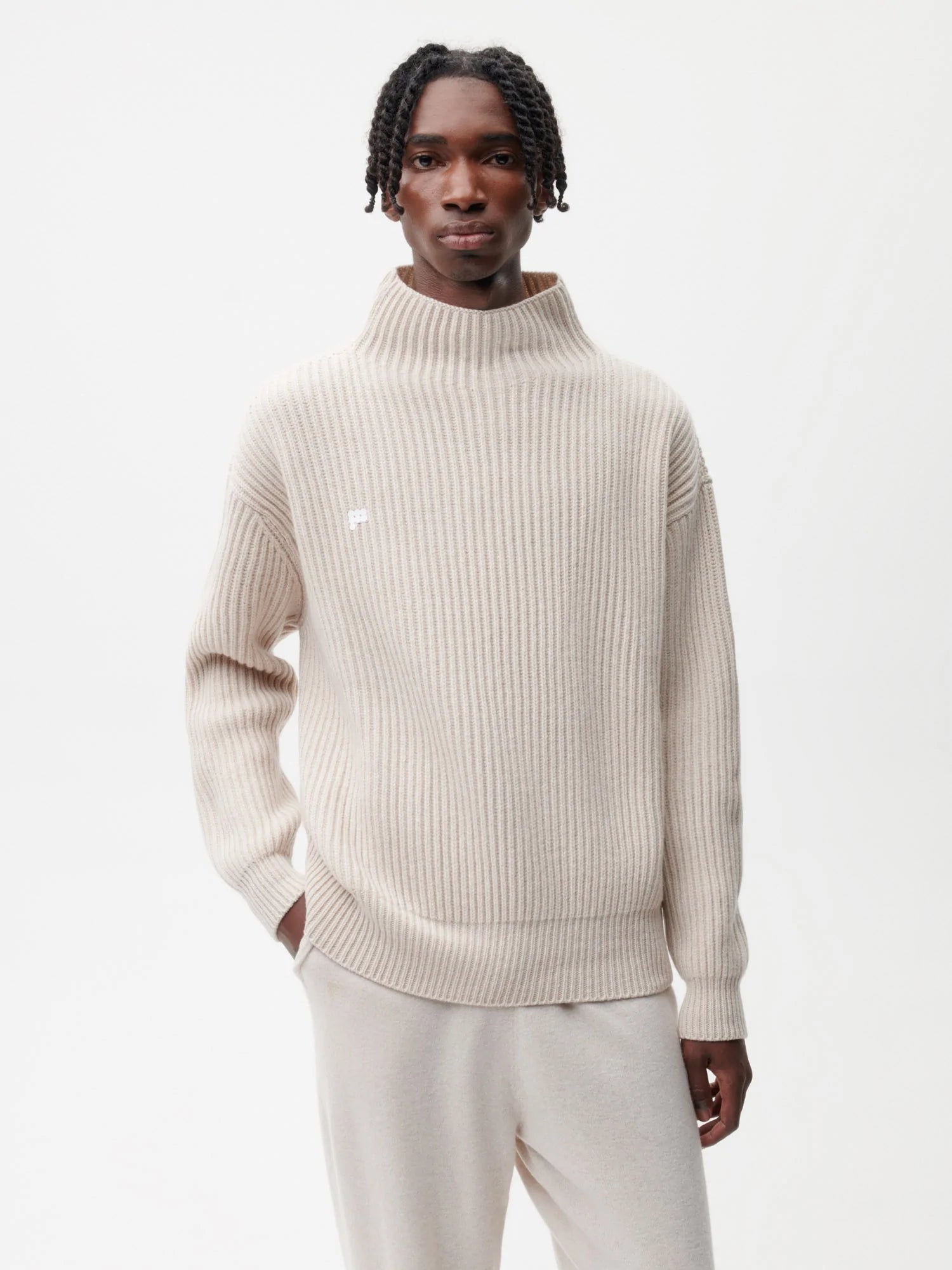 Recycled-Cashmere-Funnel-Neck-Jumper-Oatmeal-Male-1