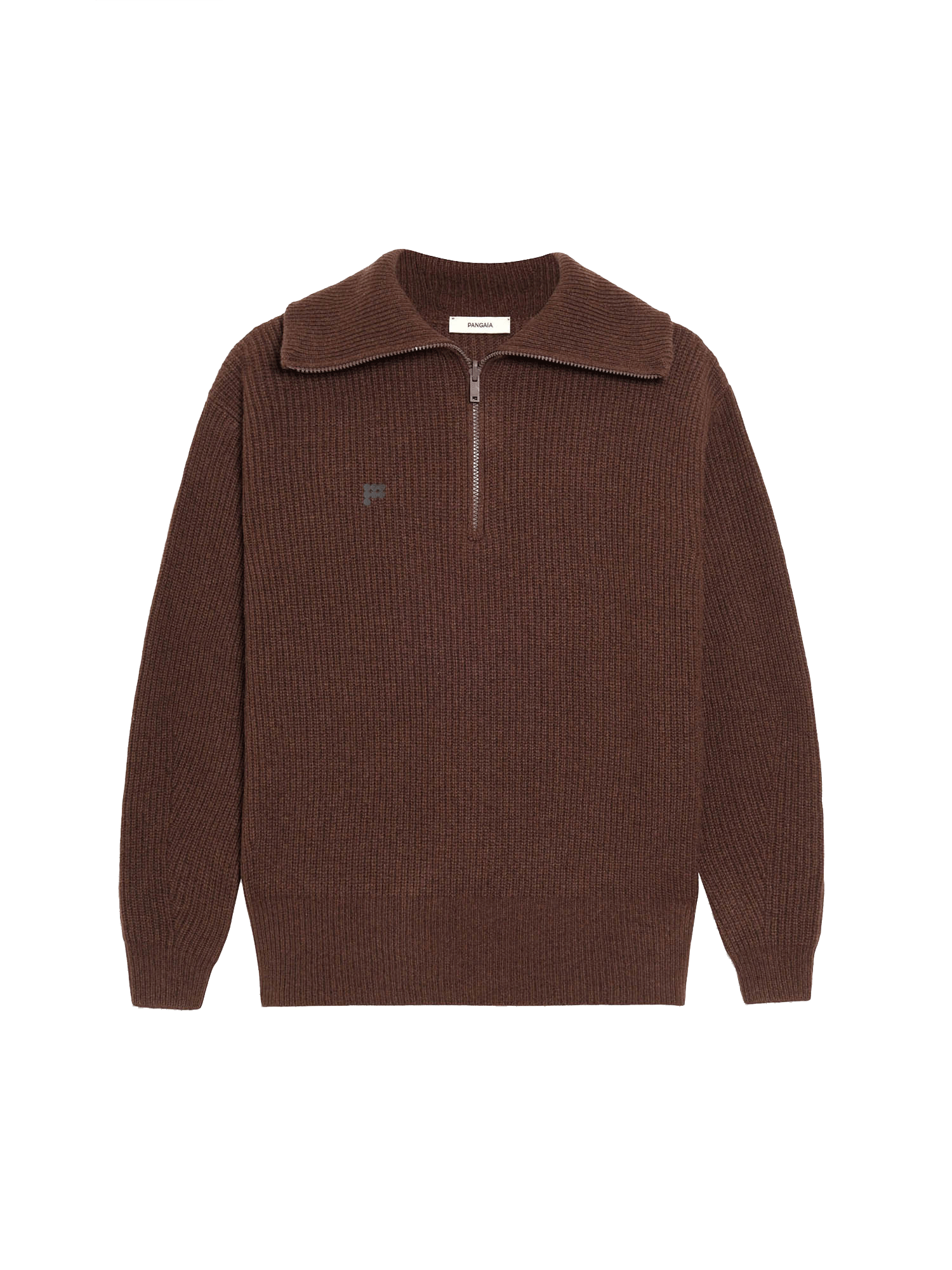 Recycled Cashmere Half Zip—chestnut brown-packshot-3
