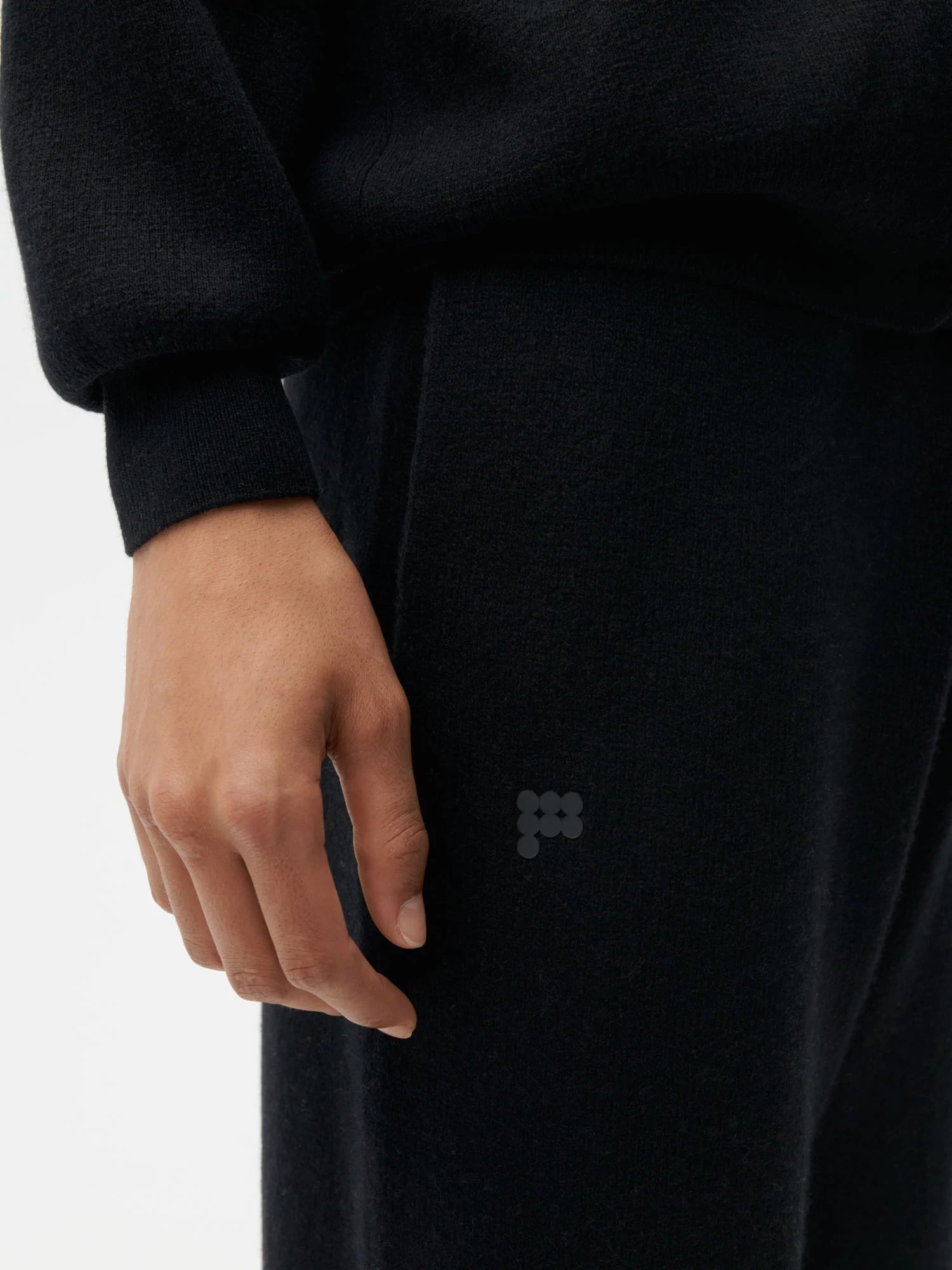 Recycled Cashmere Loose Track Pants—black male