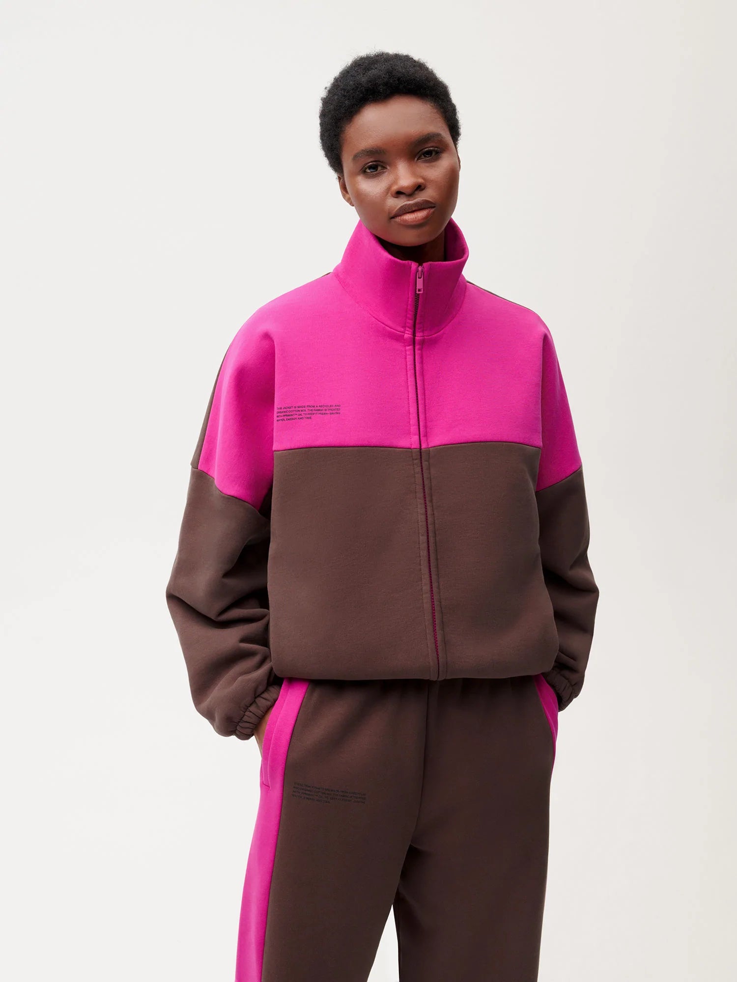Recycled-Cotton-Colour-Block-Jacket-Foxglove-Pink-Chesnut-Brown-Female-1