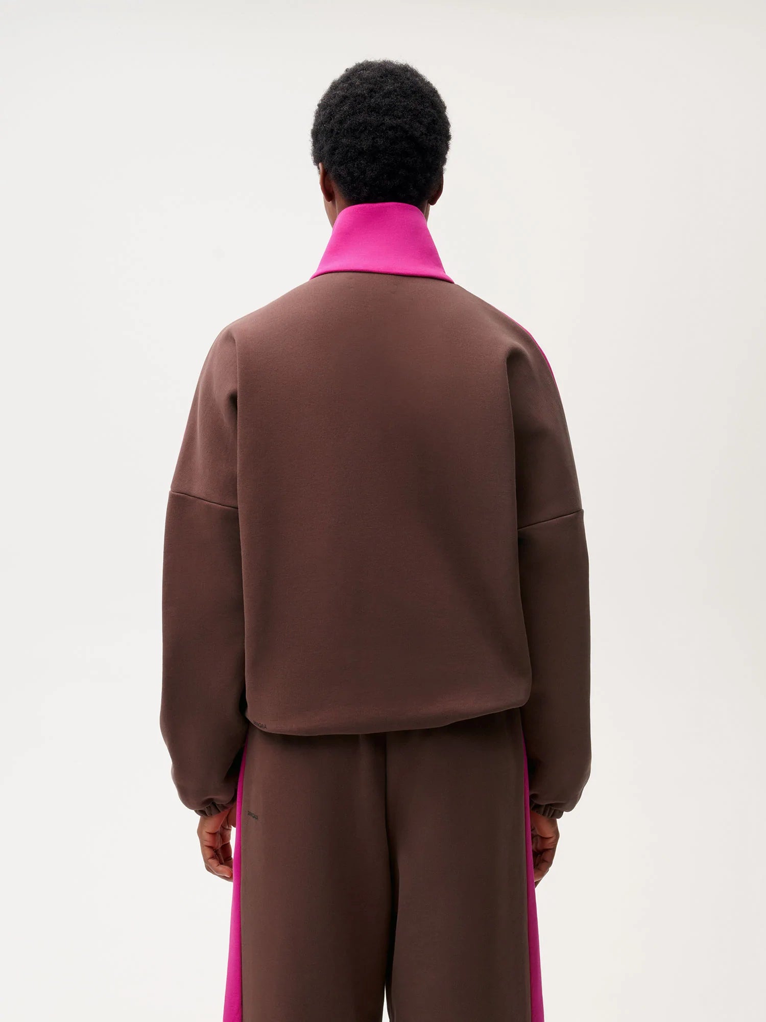 Recycled Cotton Color Block Jacket—foxglove pink female