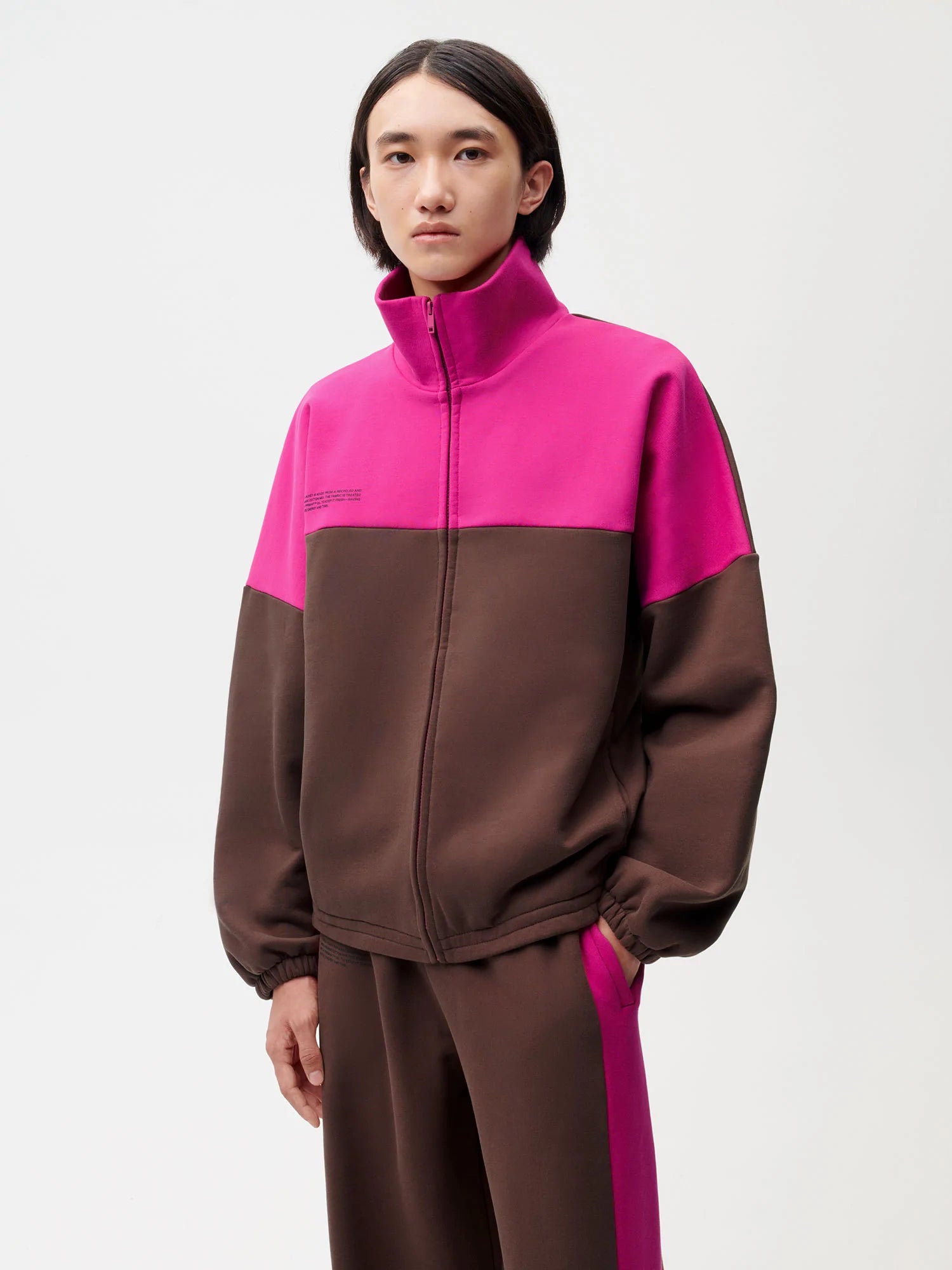 Recycled Cotton Color Block Jacket—foxglove pink male