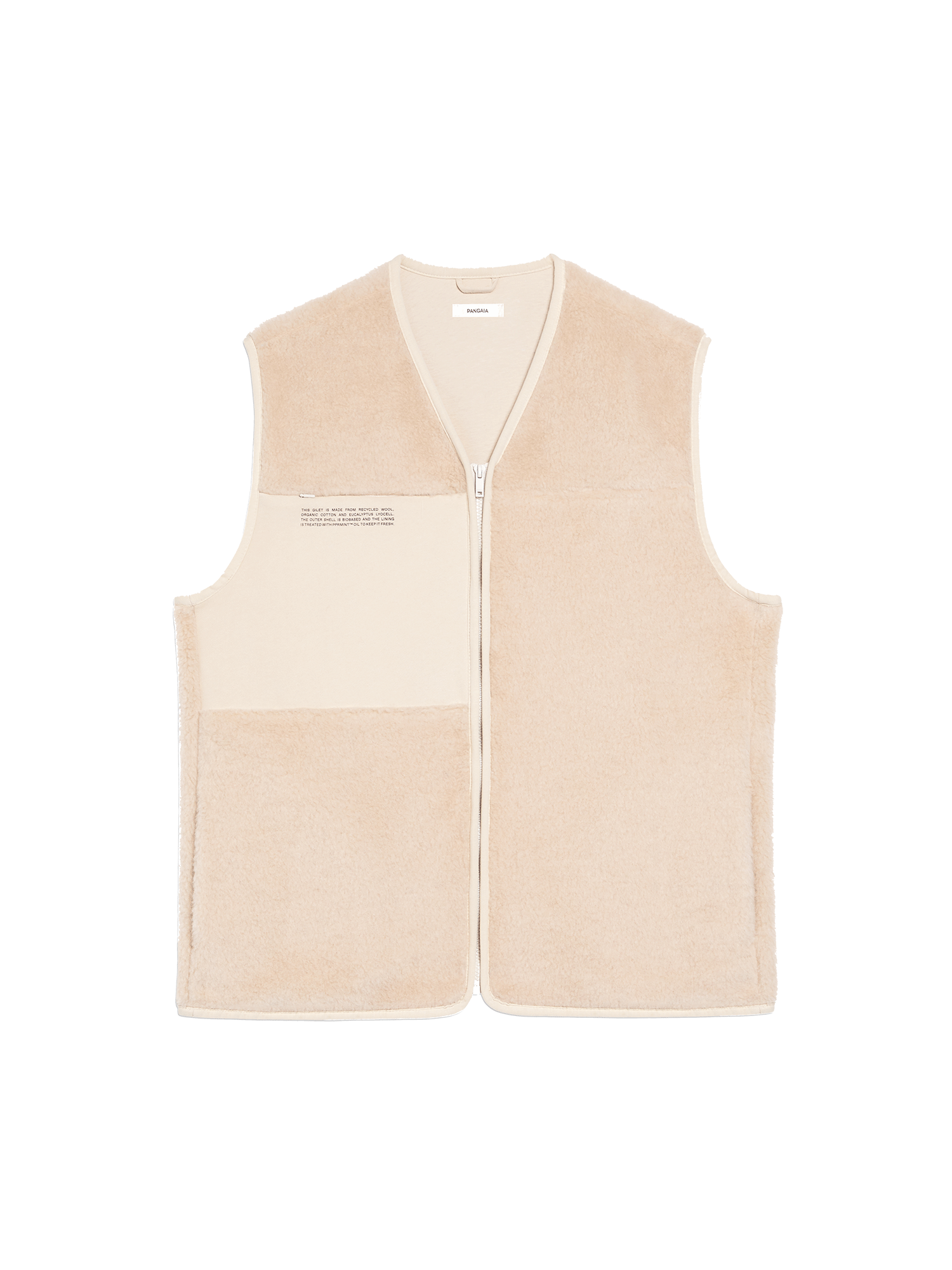 Recycled Wool Fleece Gilet—sand-packshot-3