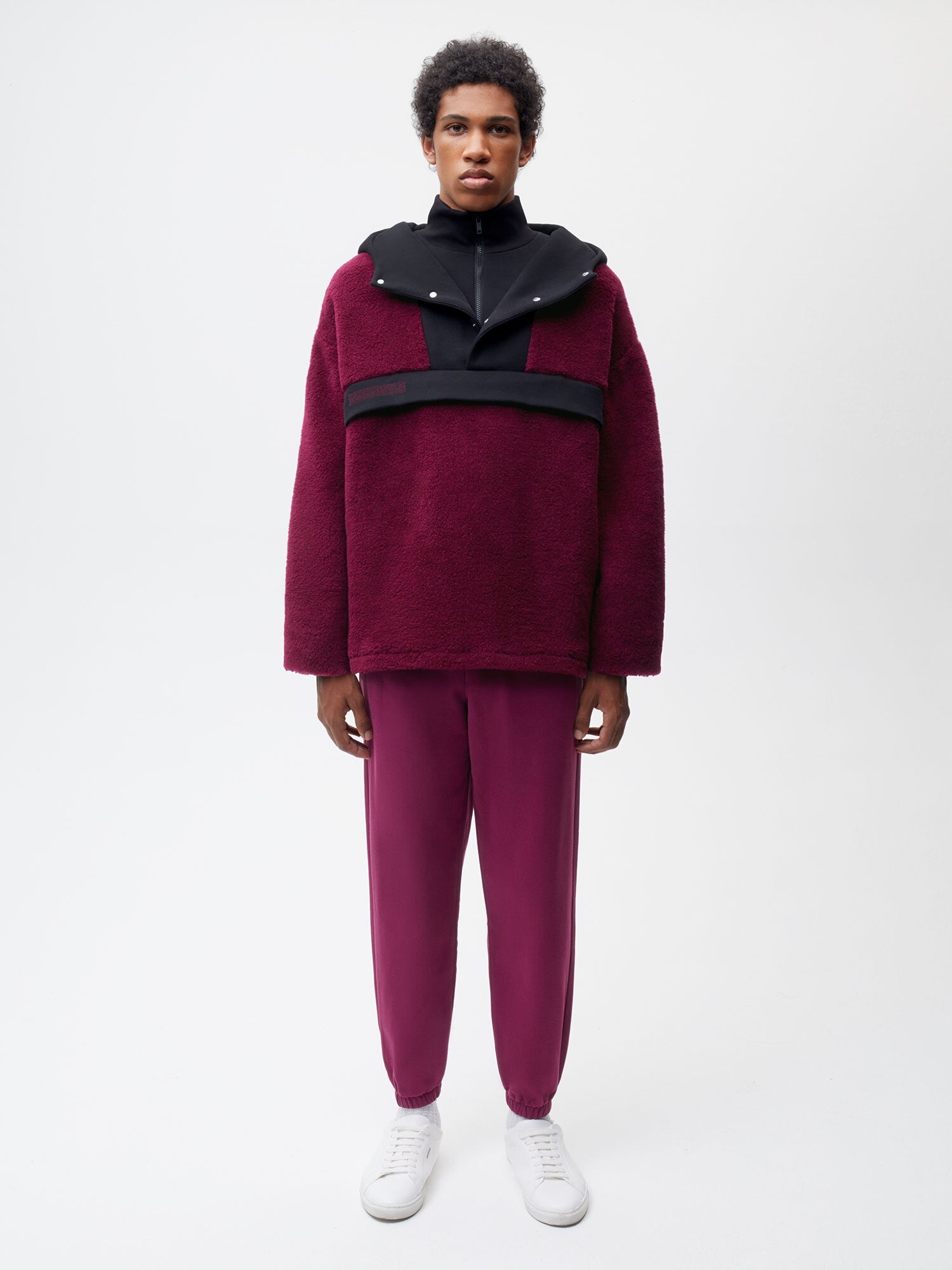 Recycled Wool Fleece Half Zip Jacket—plum purple male