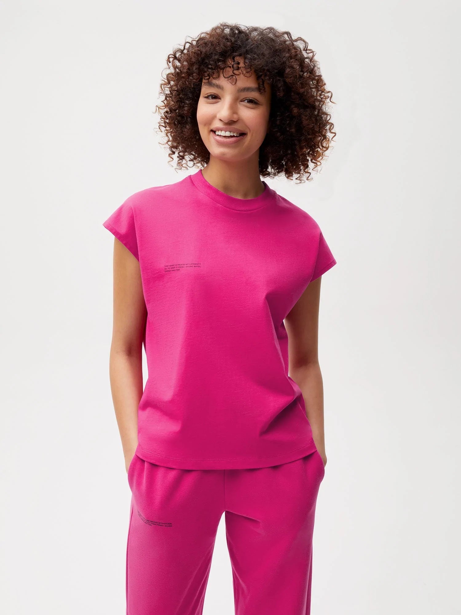 Organic Cotton Cropped Shoulder T Shirt Foxglove Pink Female