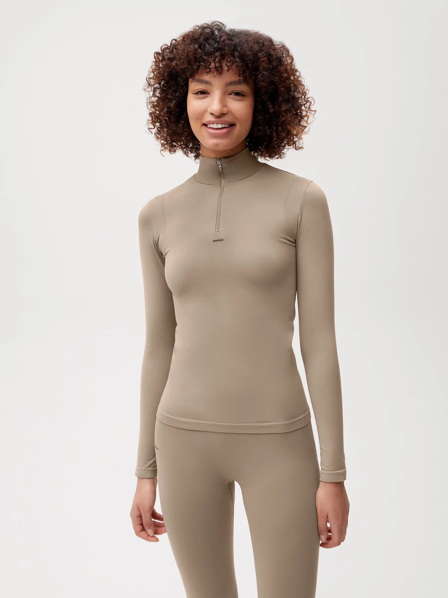 Activewear Womens Long Sleeve Top Taupe 