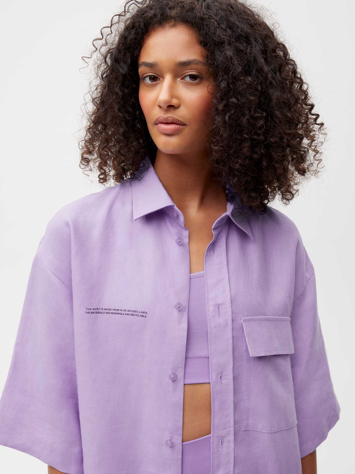 Aloe Linen Short Sleeve Shirt Female