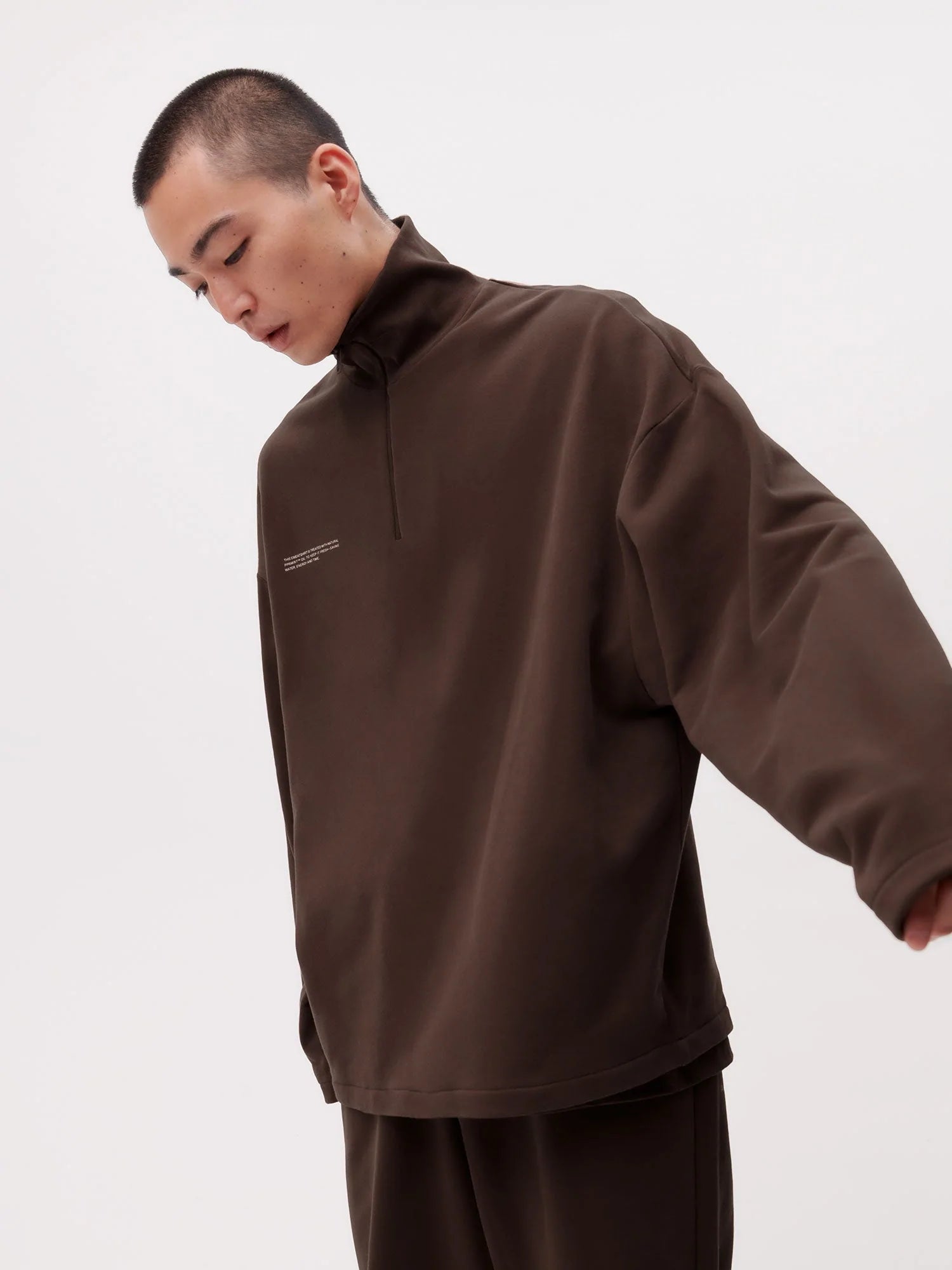 Earth Tones Organic Cotton Half Zip Sweatshirt Chesnut Brown 