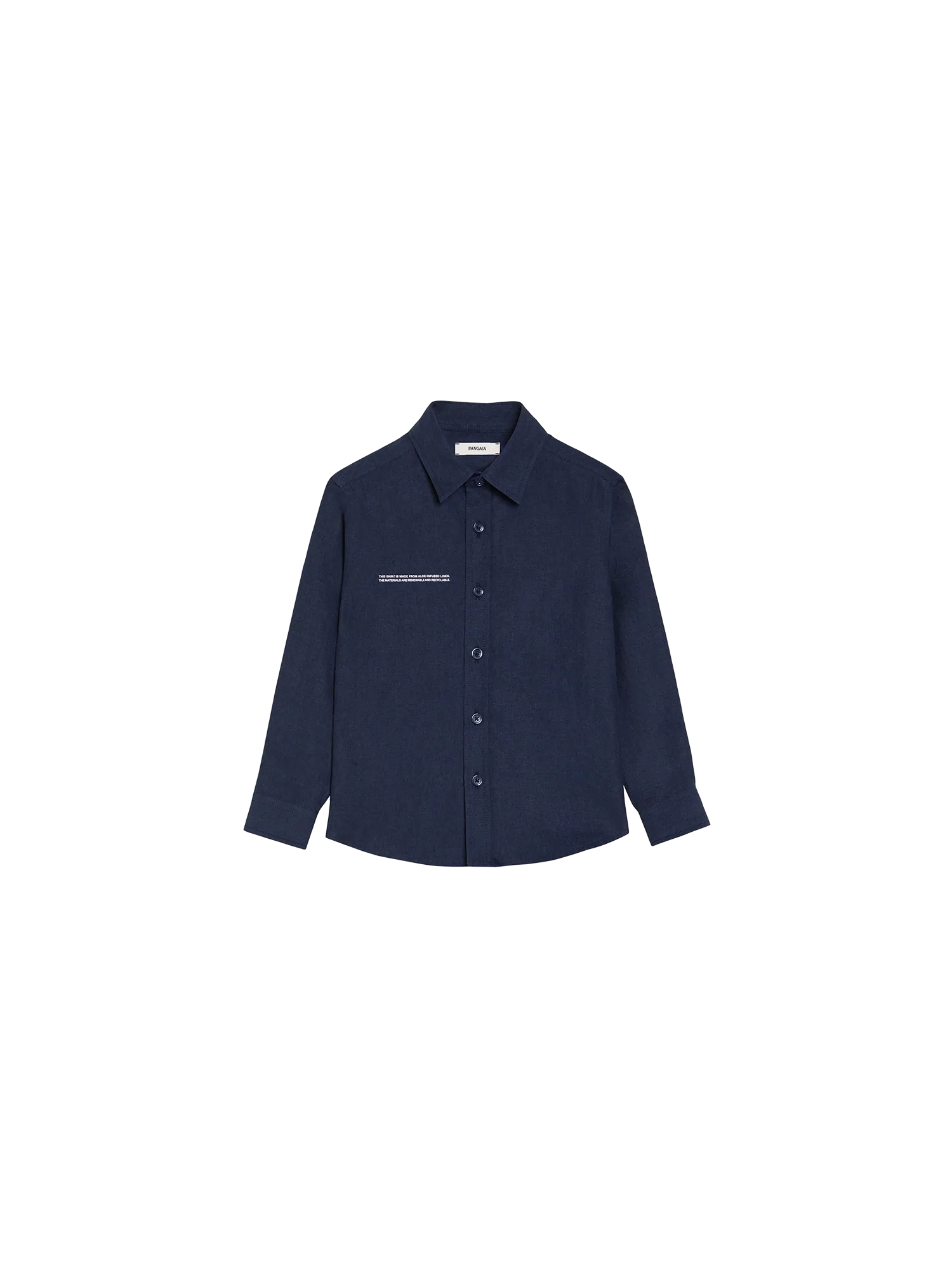 Kids Aloe Linen Long Sleeve Shirt—navy blue-packshot-3