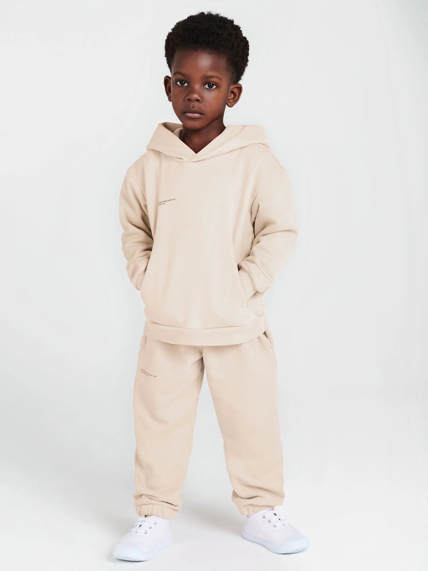 Kids Organic Cotton Hoodie Sand Model