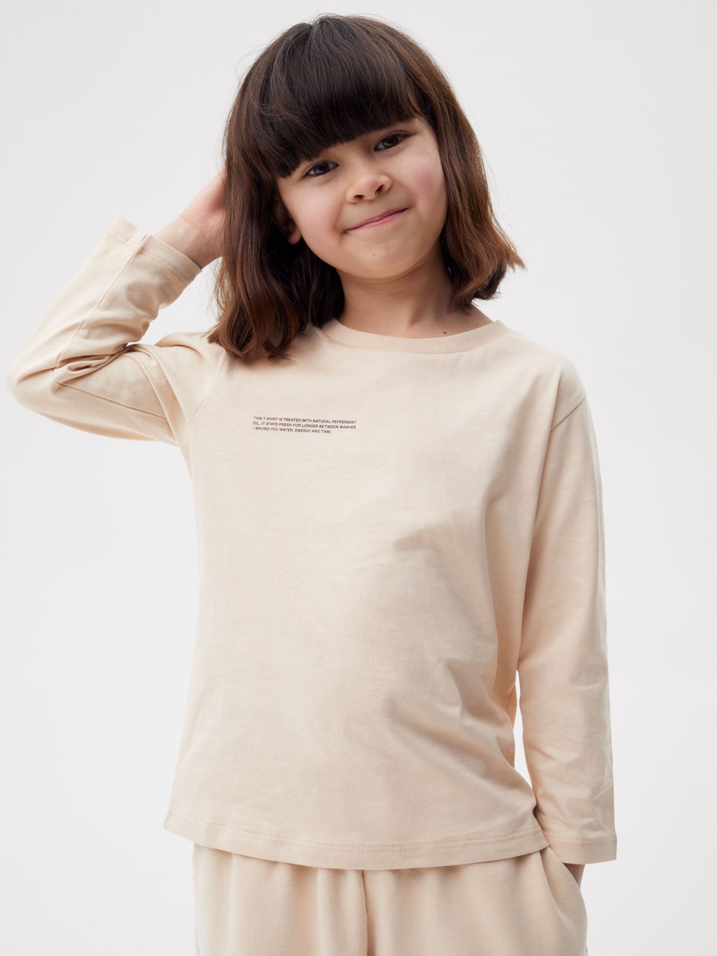 Kids Organic Cotton Long Sleeve T Shirt Sand