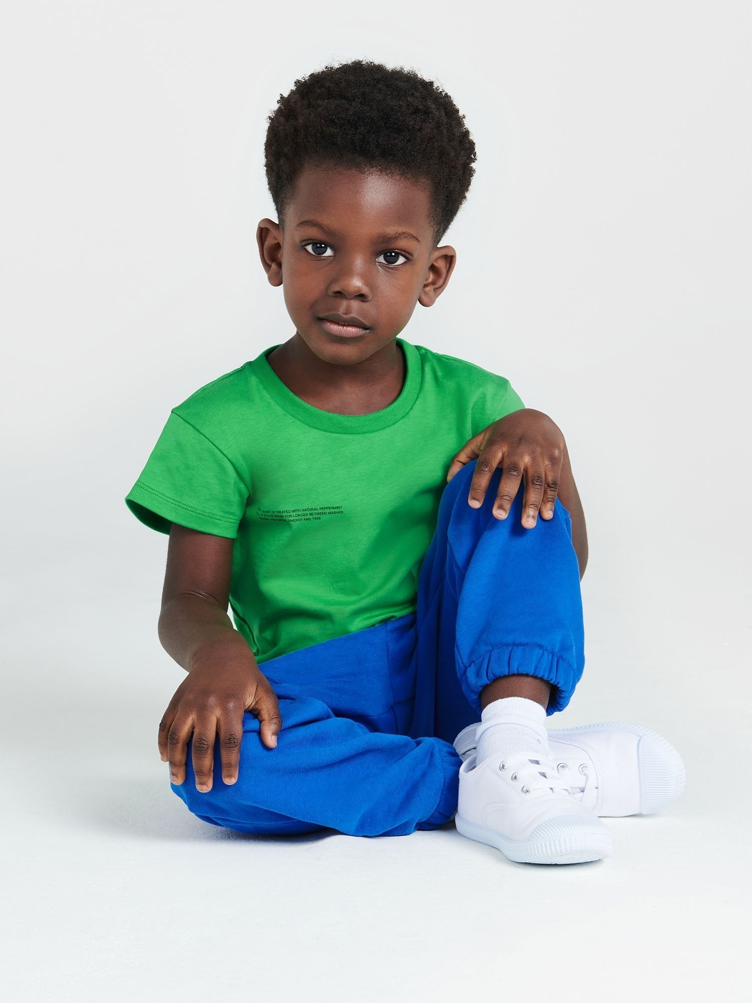 Kids Organic Cotton T Shirt Jade Green Model