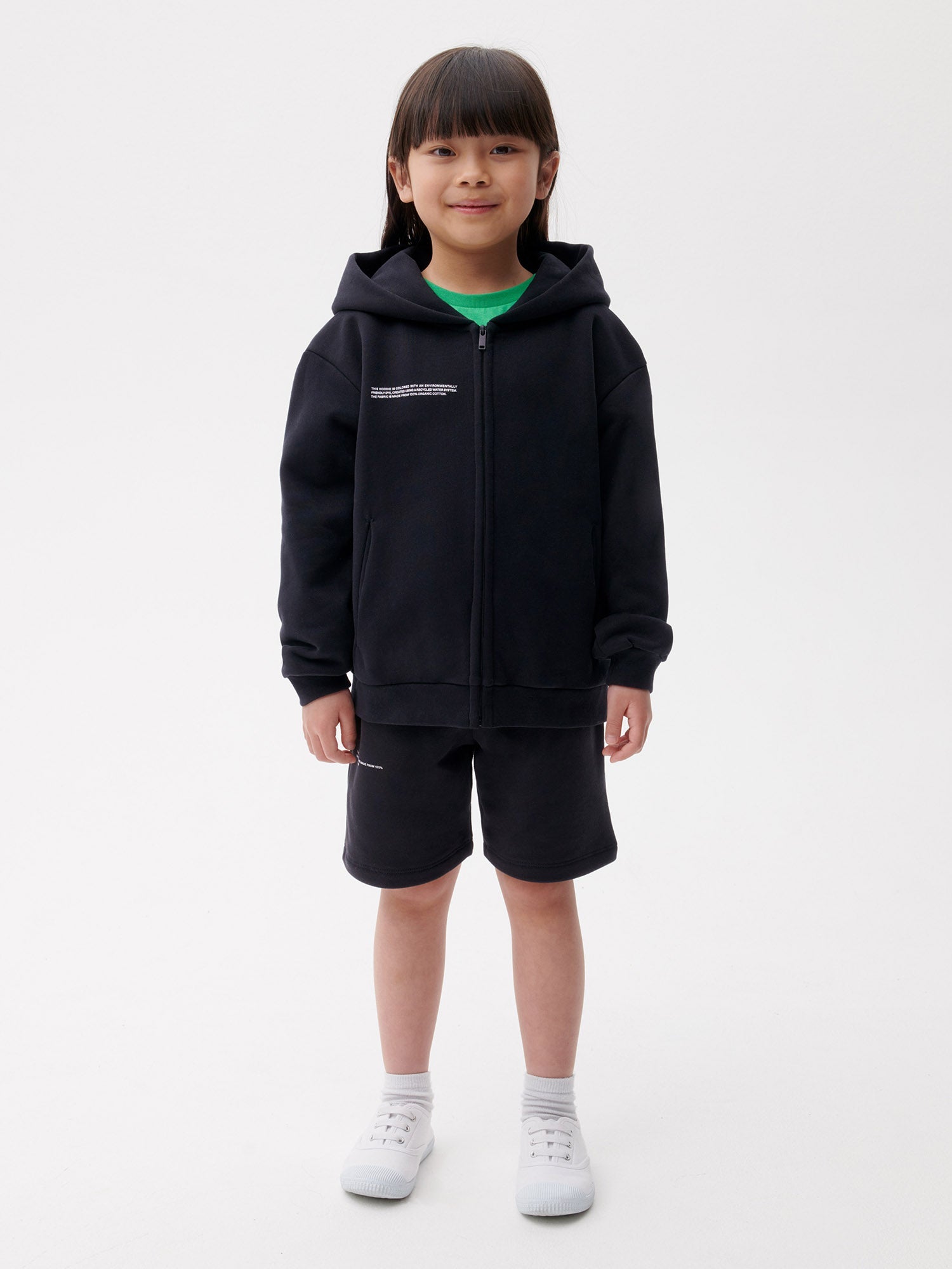 Kids Organic Cotton Zipped Hoodie Black