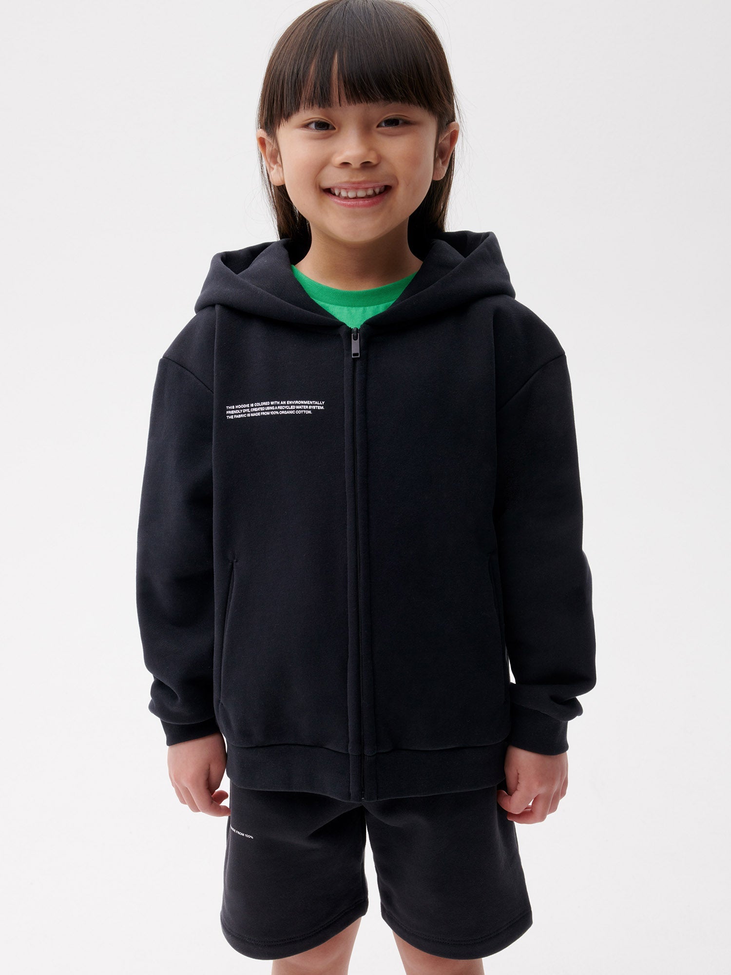 Kids Organic Cotton Zipped Hoodie Black