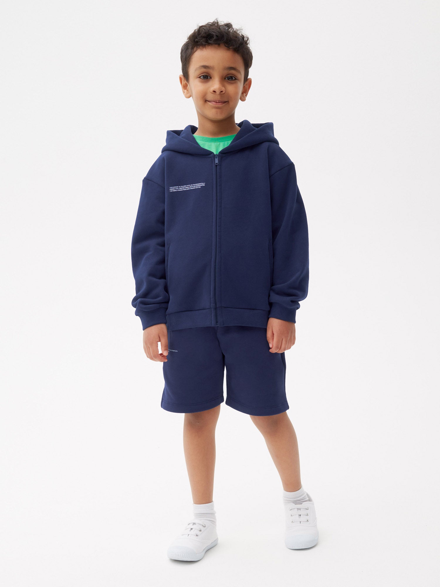 Kids Organic Cotton Zipped Hoodie Navy Blue