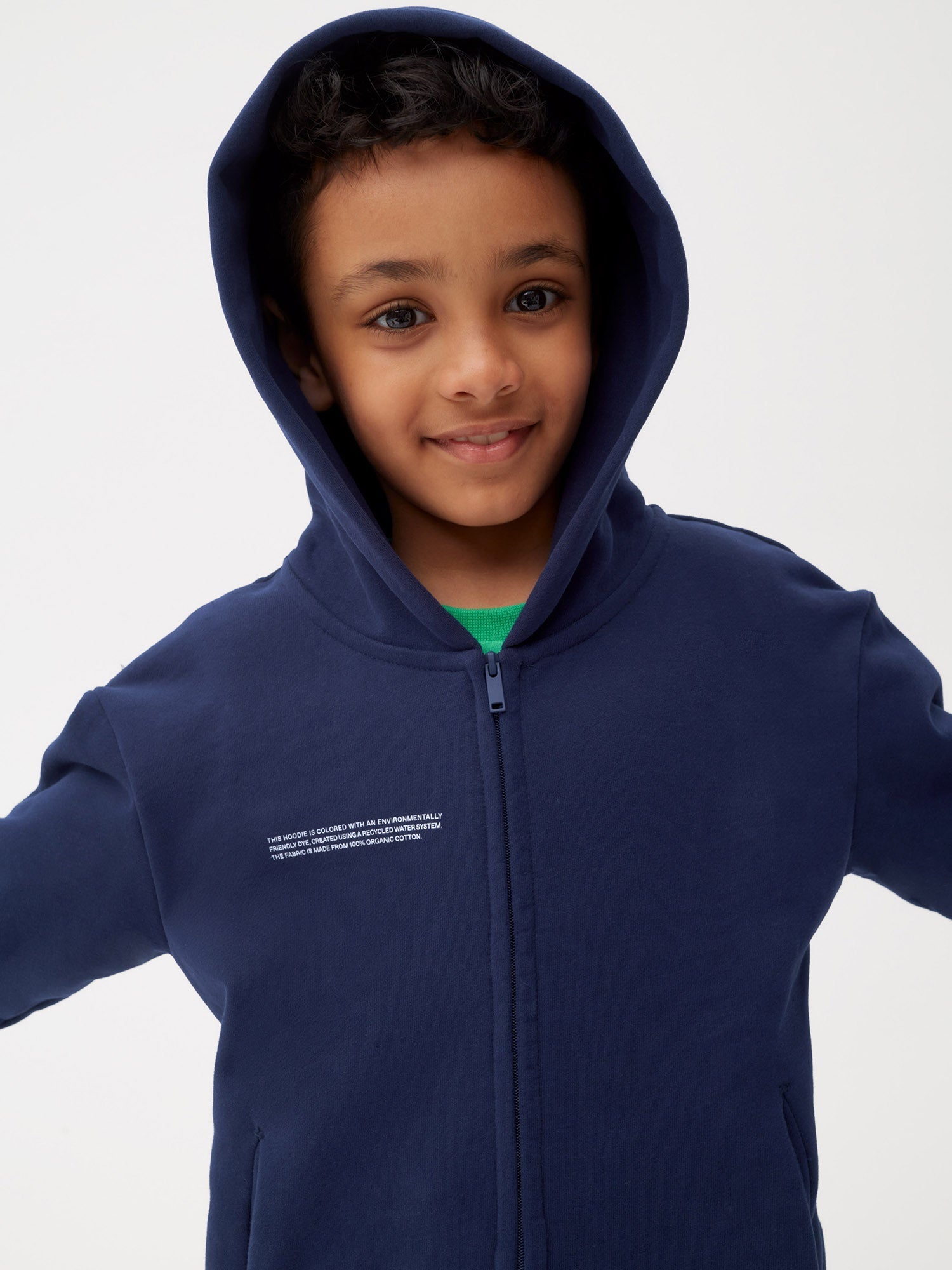 Kids Organic Cotton Zipped Hoodie Navy Blue