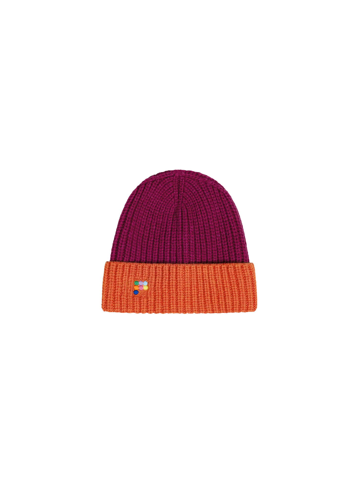 Kids Recycled Cashmere Bicolor Hat—plum purple-packshot-3