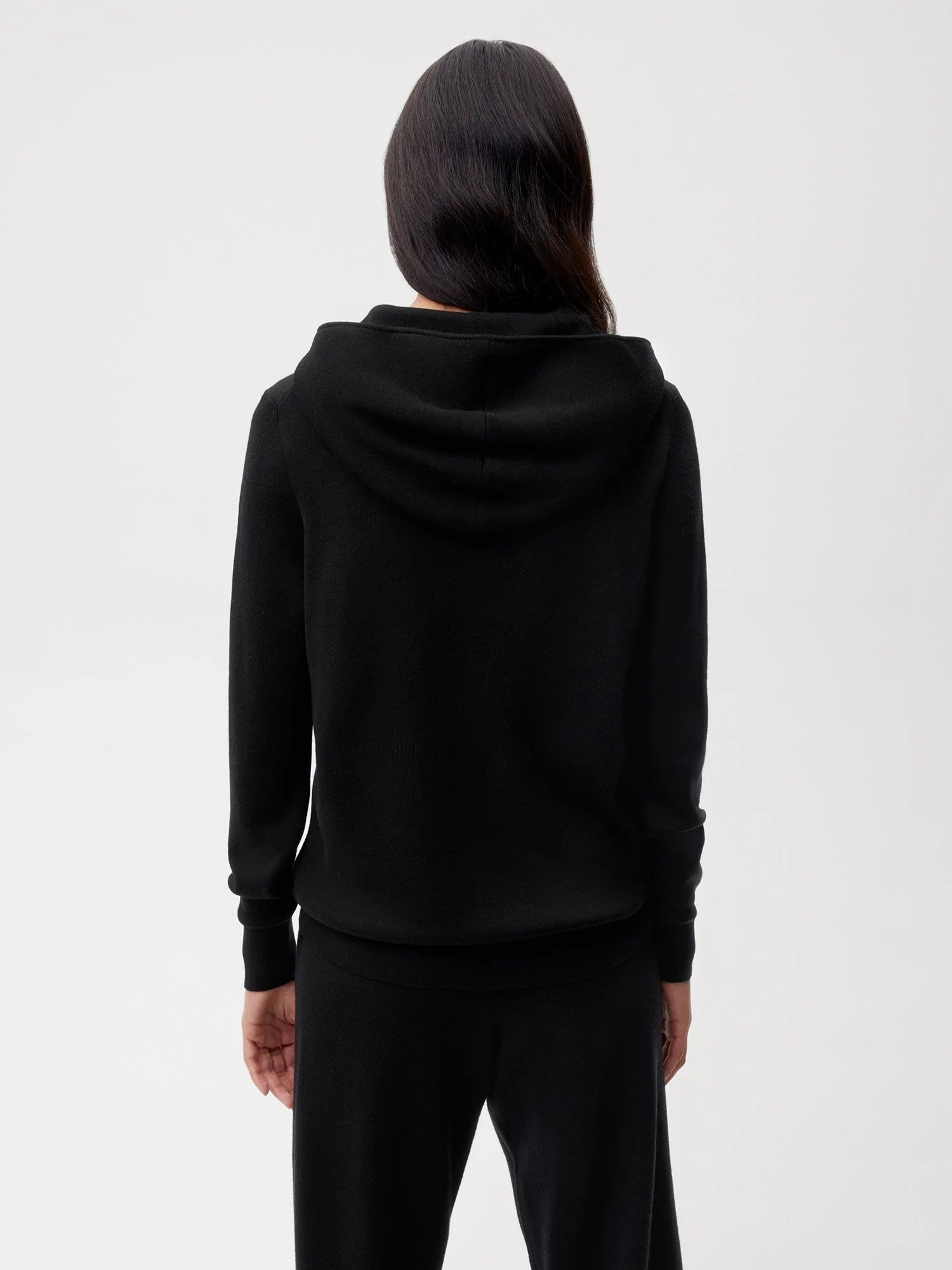 Merino Half Zip Hoodie Black Female