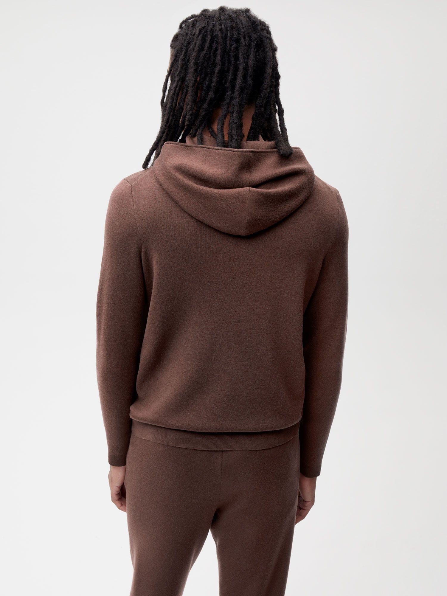 Merino Half Zip Hoodie Chesnut Brown Male